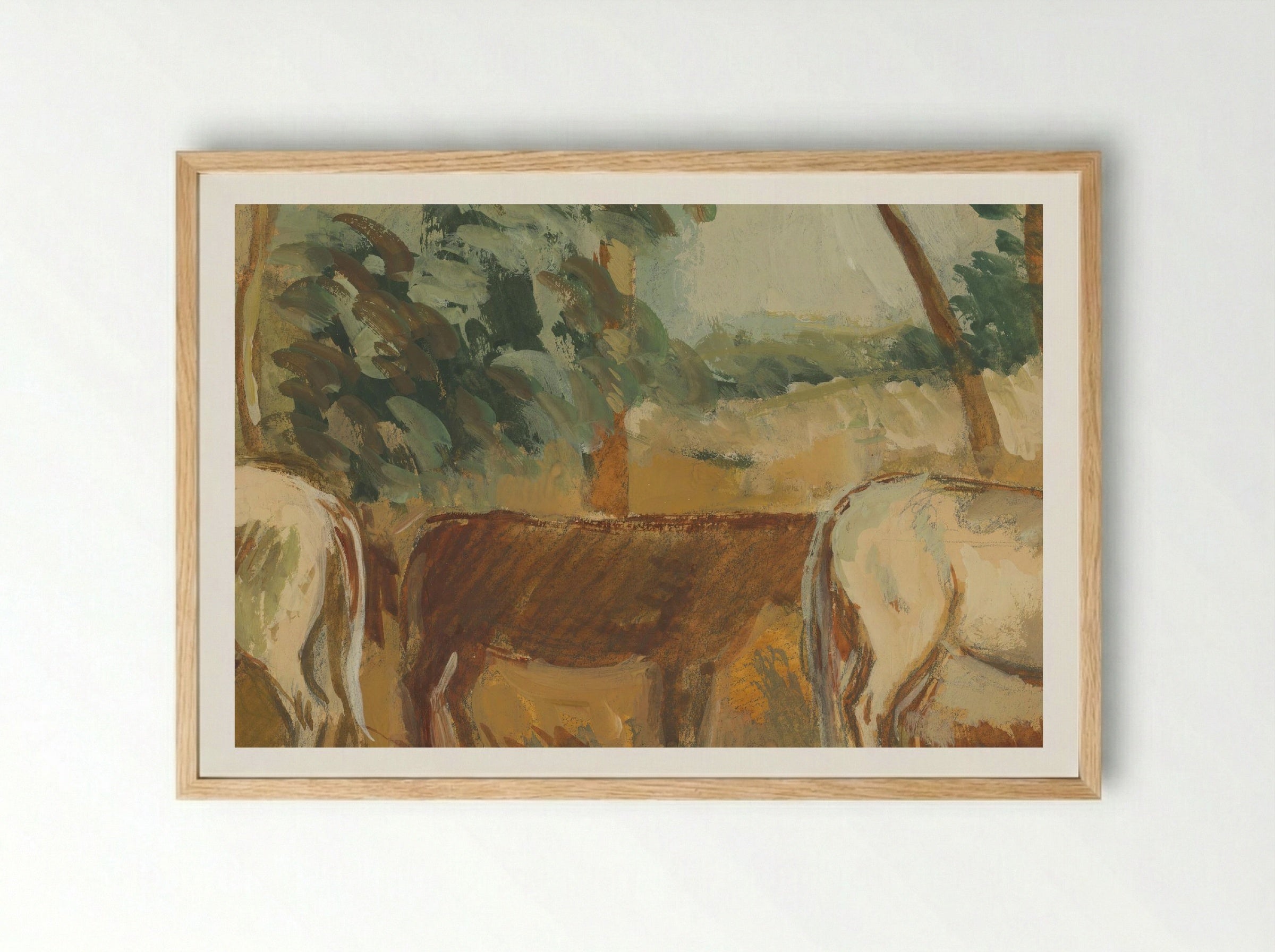 Cows in a Landscape - Cyprián Majerník - Framed Print Wood