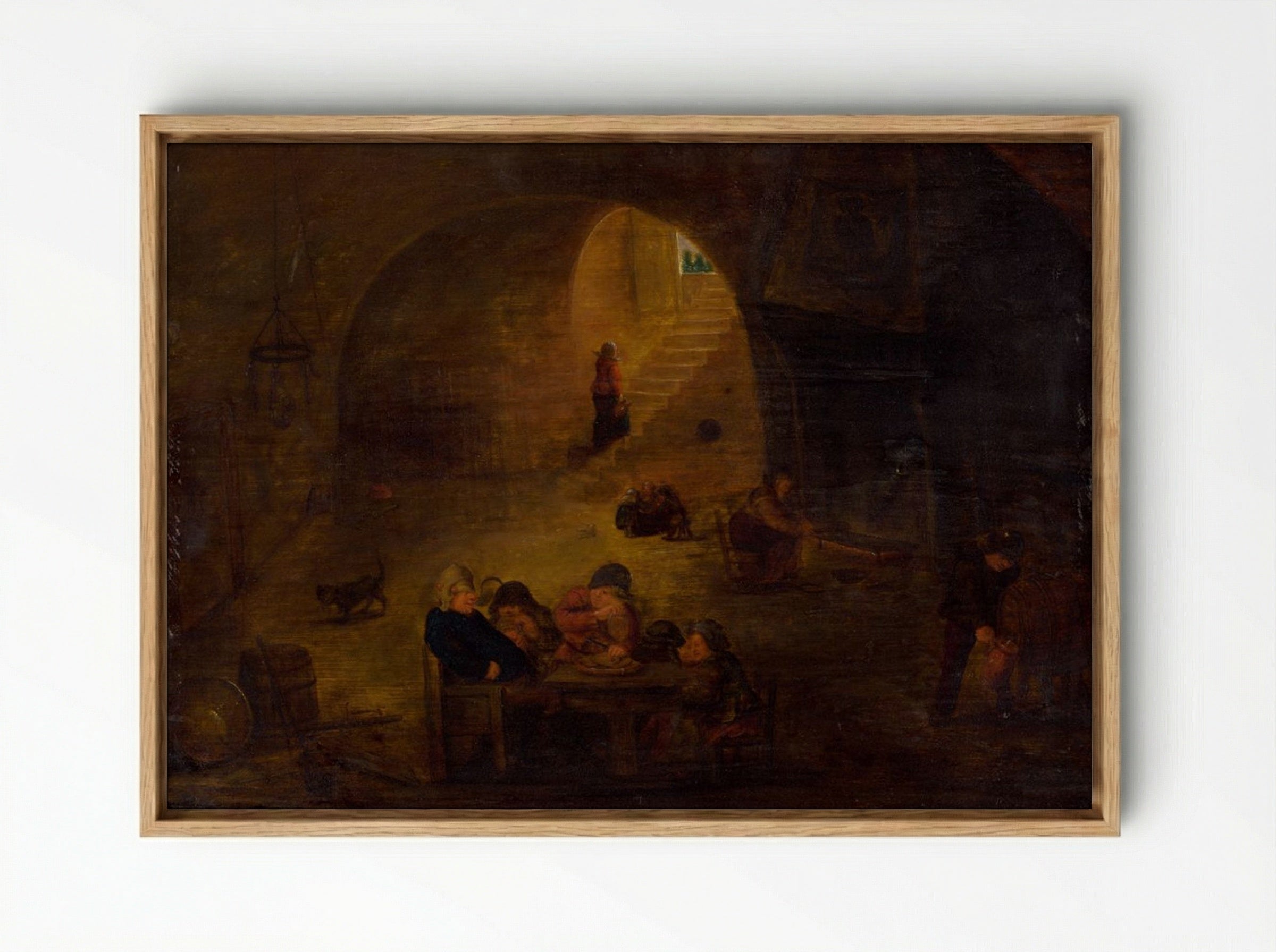 In the Wine Cellar - David Teniers the Younger - Framed Canvas Wood