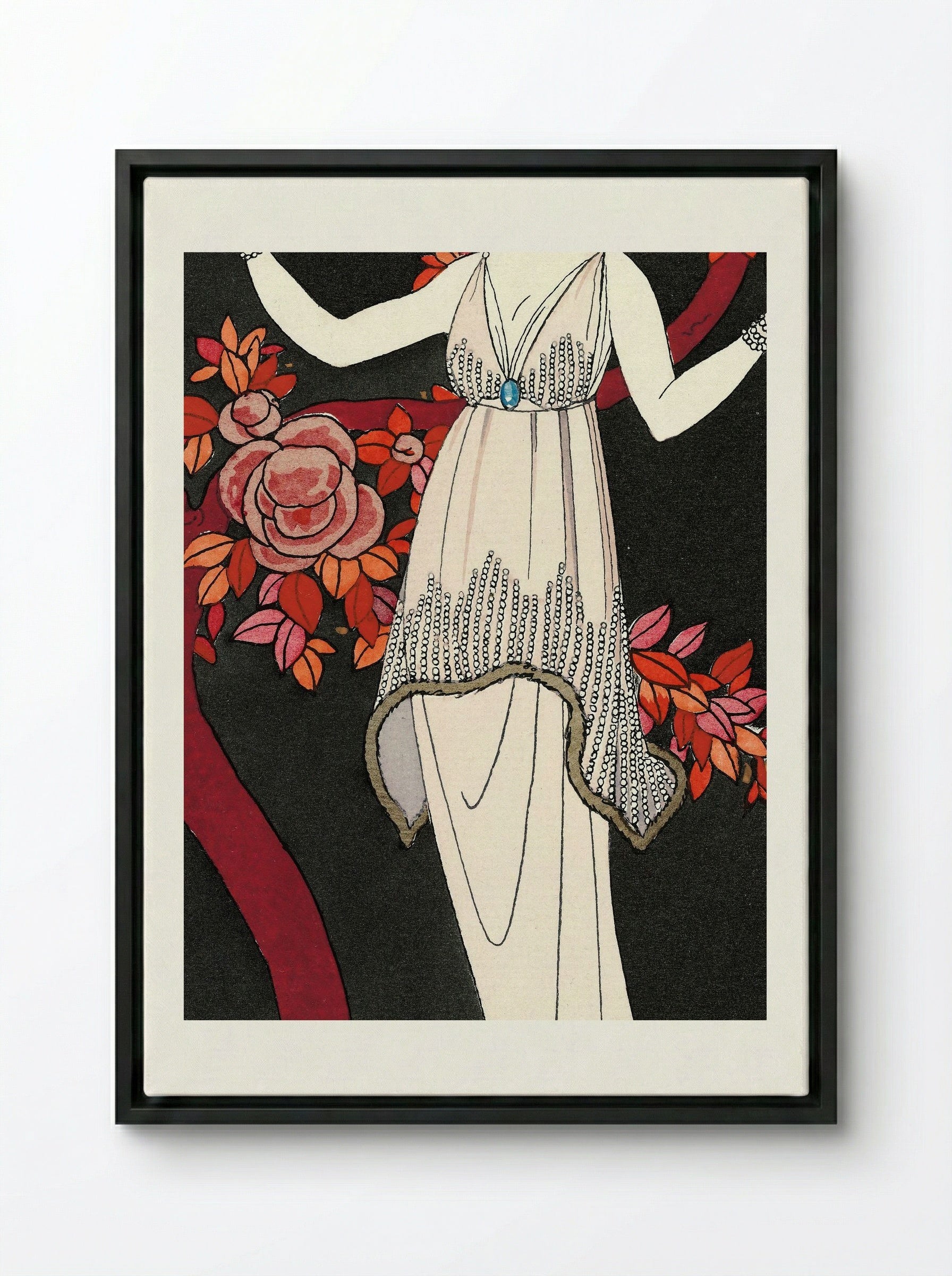 L'Arbre de Science, Robe du Soir de Doeuillet - George Barbier - Framed Canvas Black