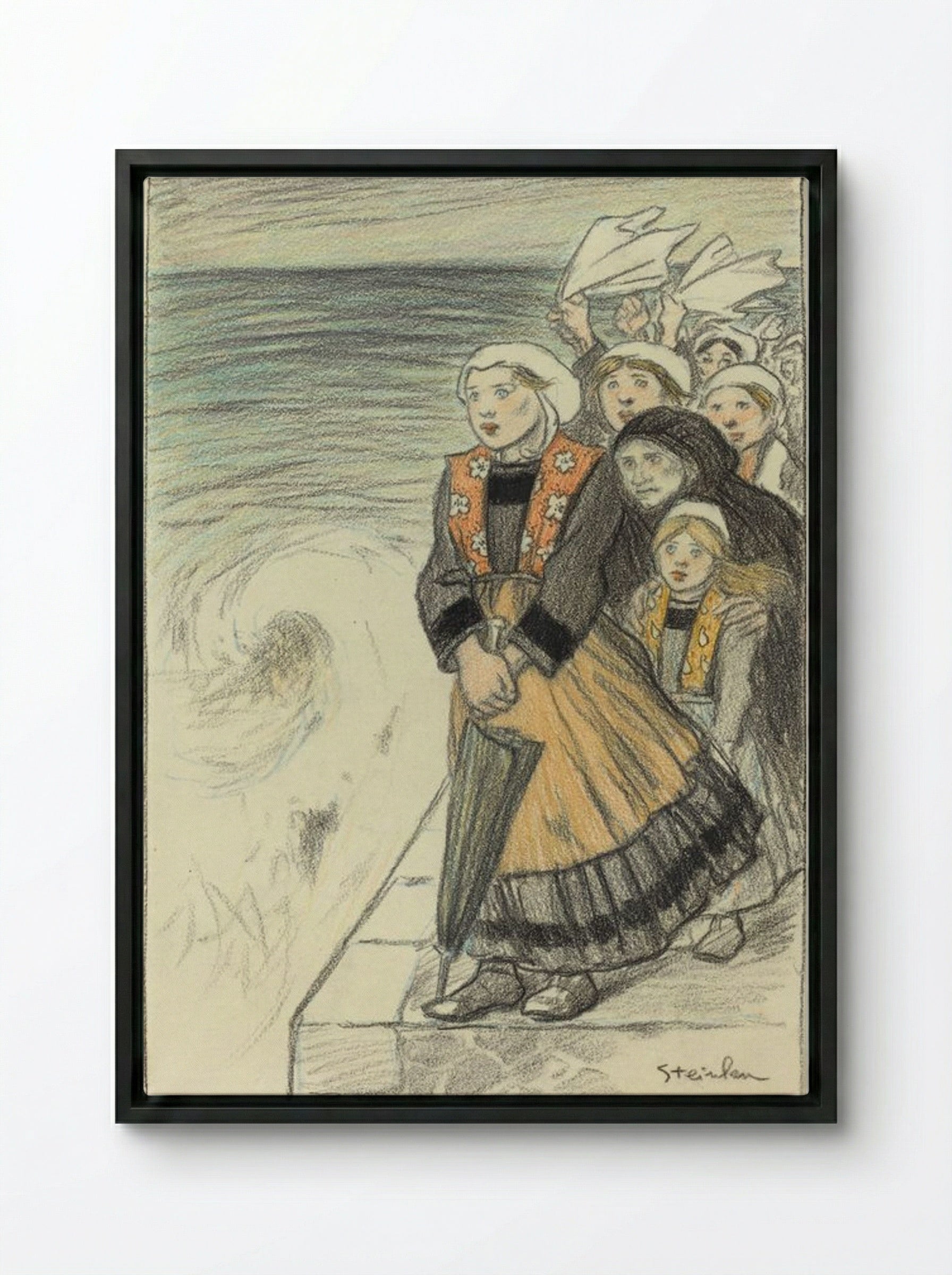 Sailors' Wives - Théophile Alexandre Steinlen - Framed Canvas Black