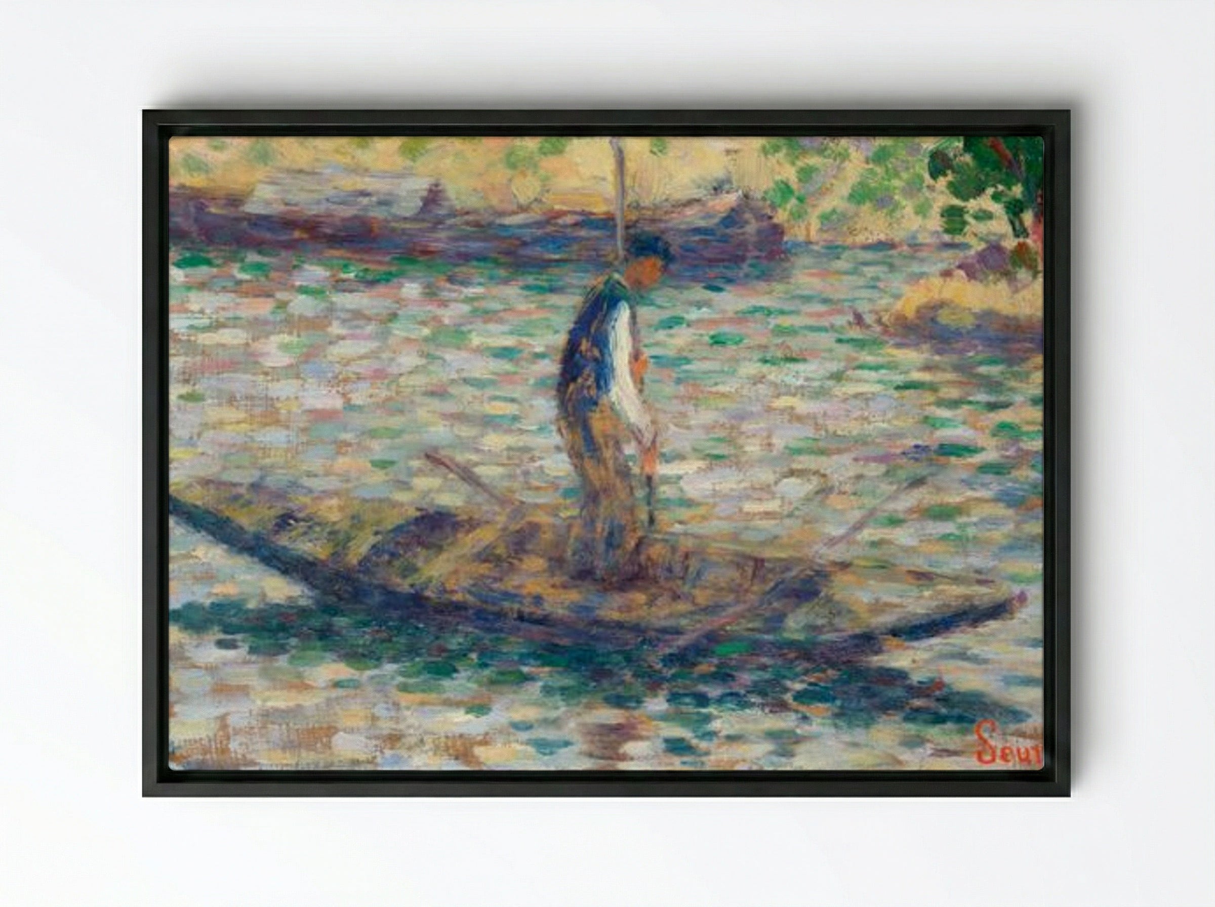 A Fisherman - Georges Seurat - Framed Canvas Black