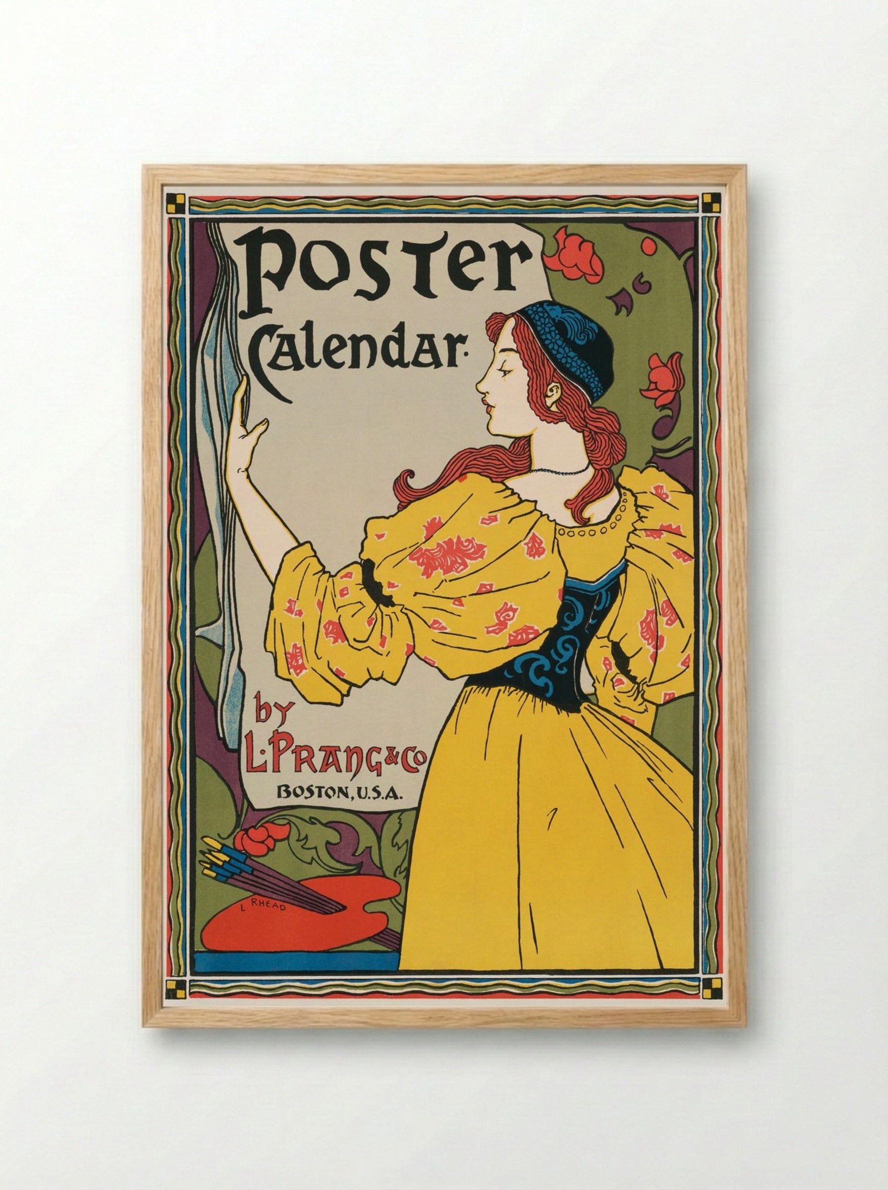 Poster Calendar by L. Prang & Co. - Louis Rhead - Framed Print Wood