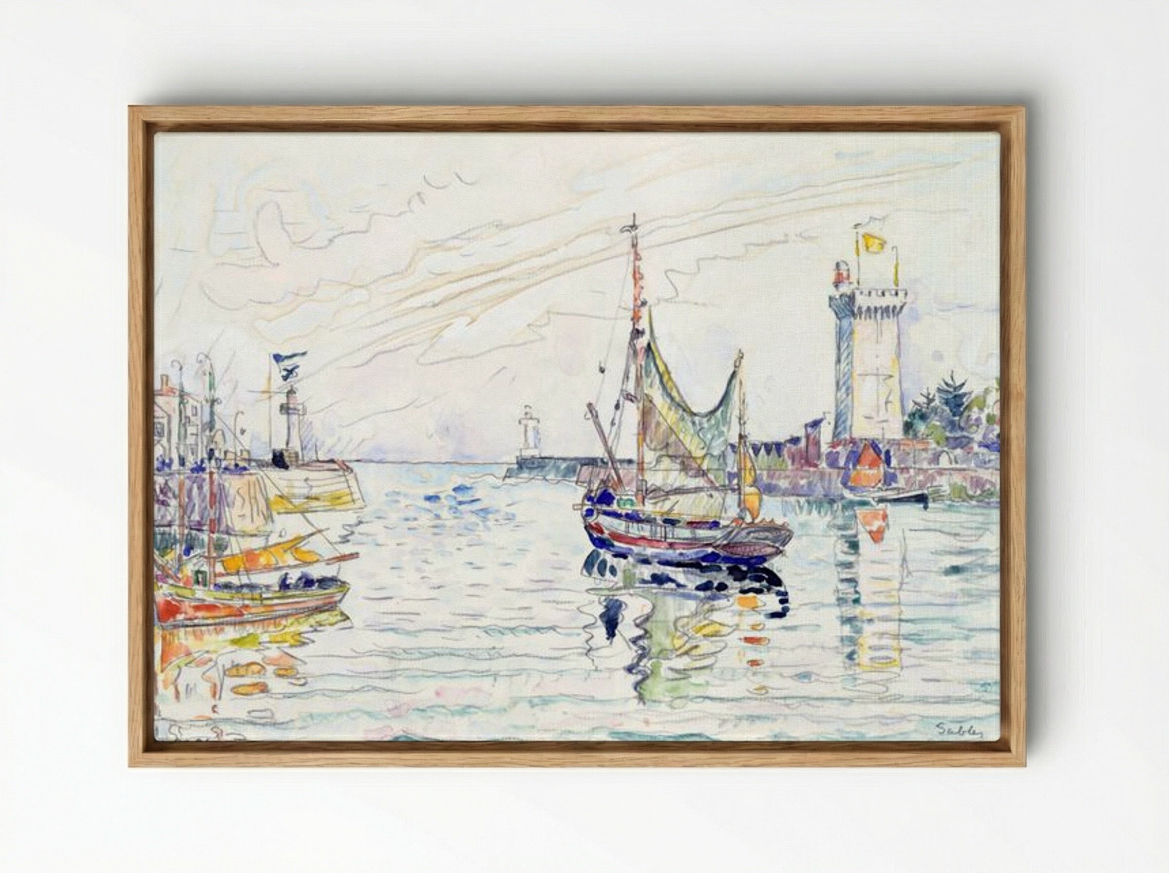 View of Les Sables d'Olonne - Paul Signac - Framed Canvas Wood