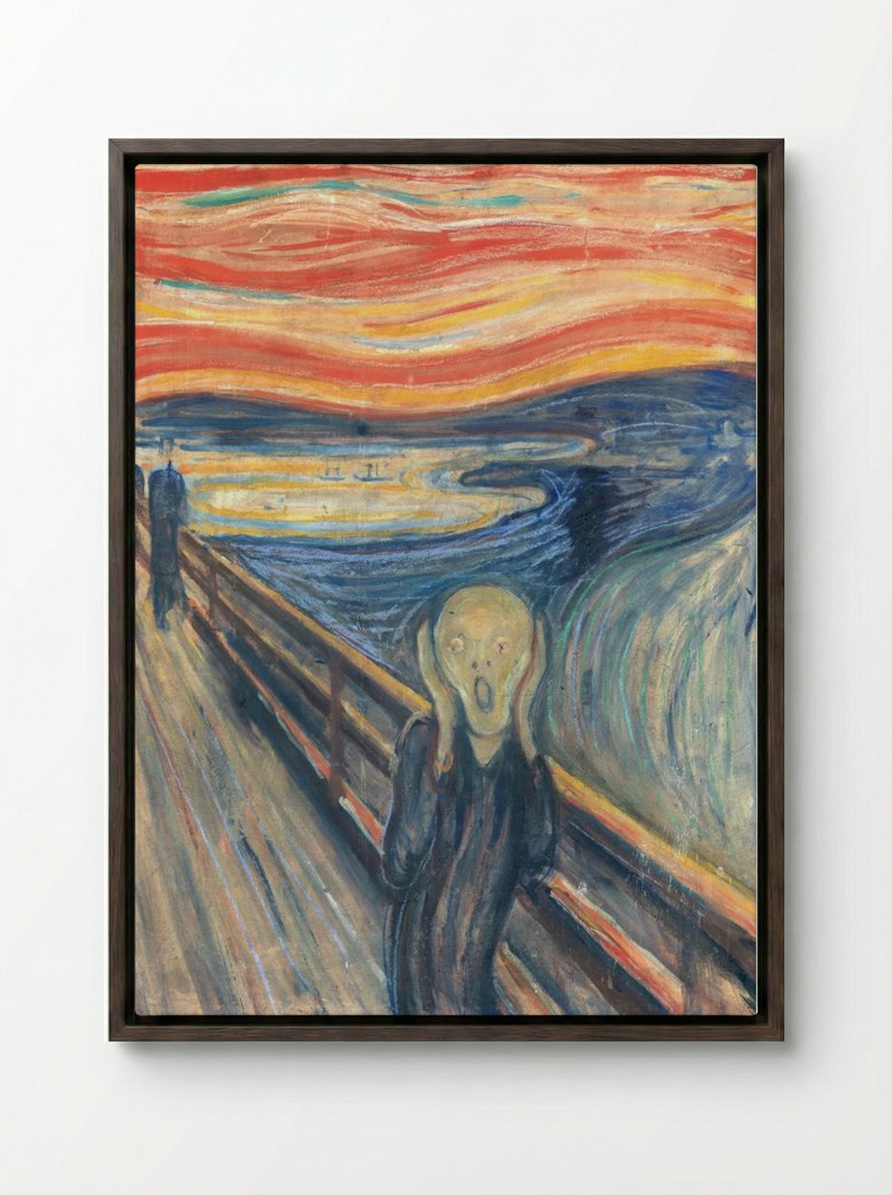 The Scream - Edvard Munch - Framed Canvas Dark Wood