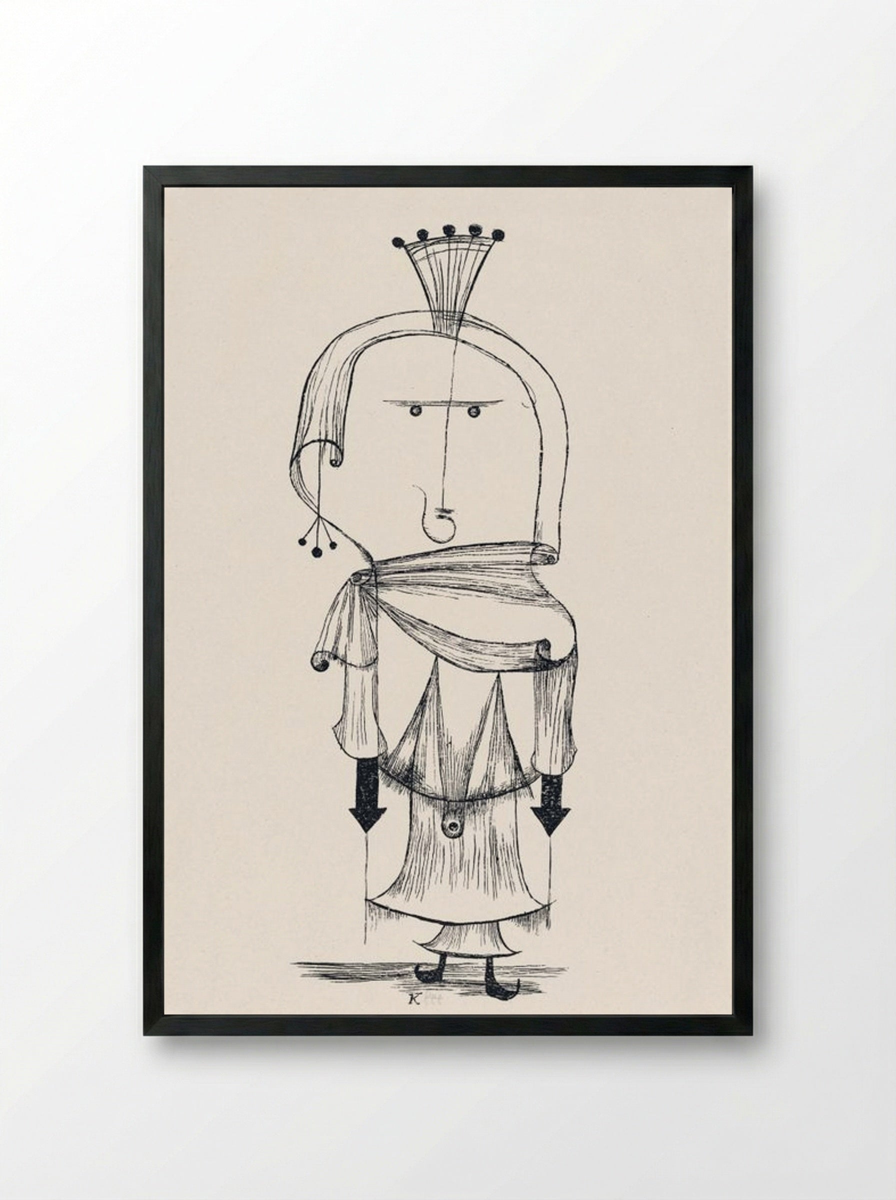 Die Hexe mit dem Kamm (Witch with a Comb) - Paul Klee - Framed Print Black