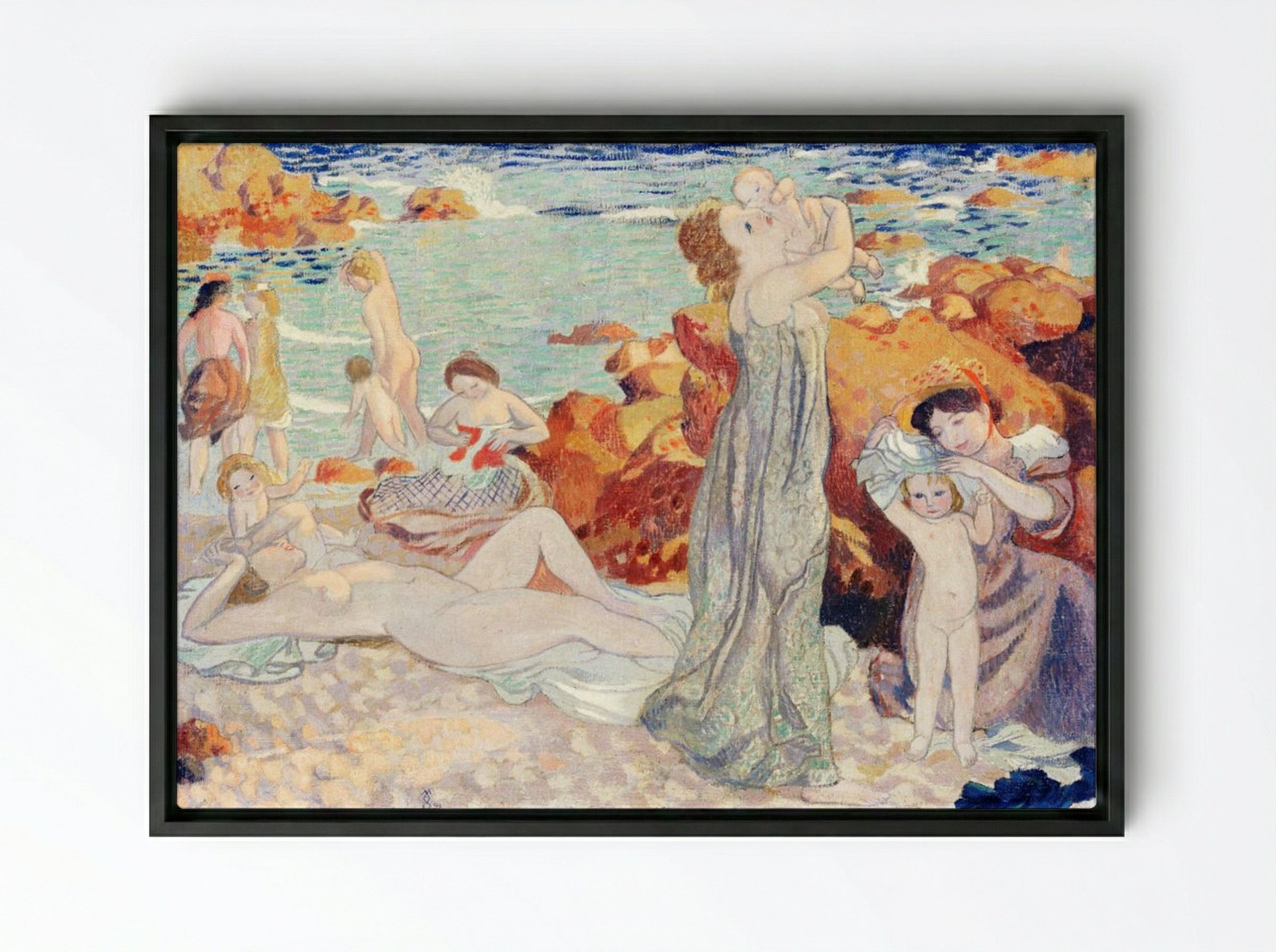 Bathers, Pouldu Beach - Maurice Denis - Framed Canvas Black