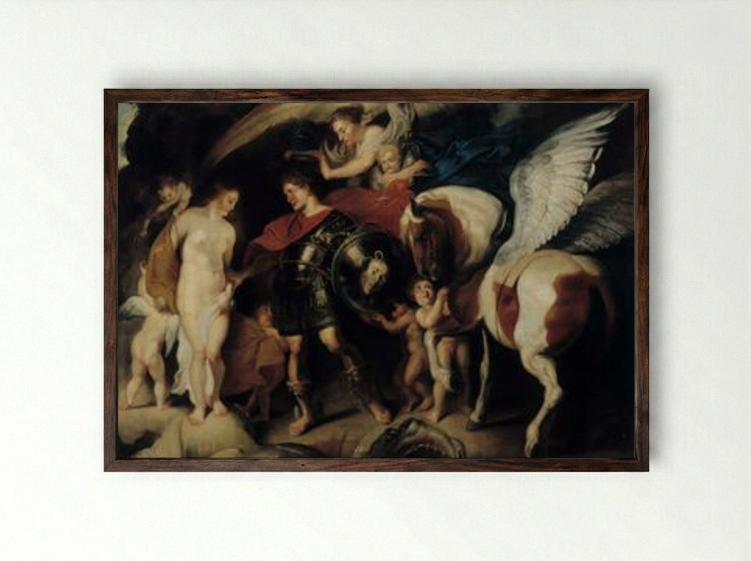 Perseus and Andromeda - Peter Paul Rubens - Framed Print Dark Wood
