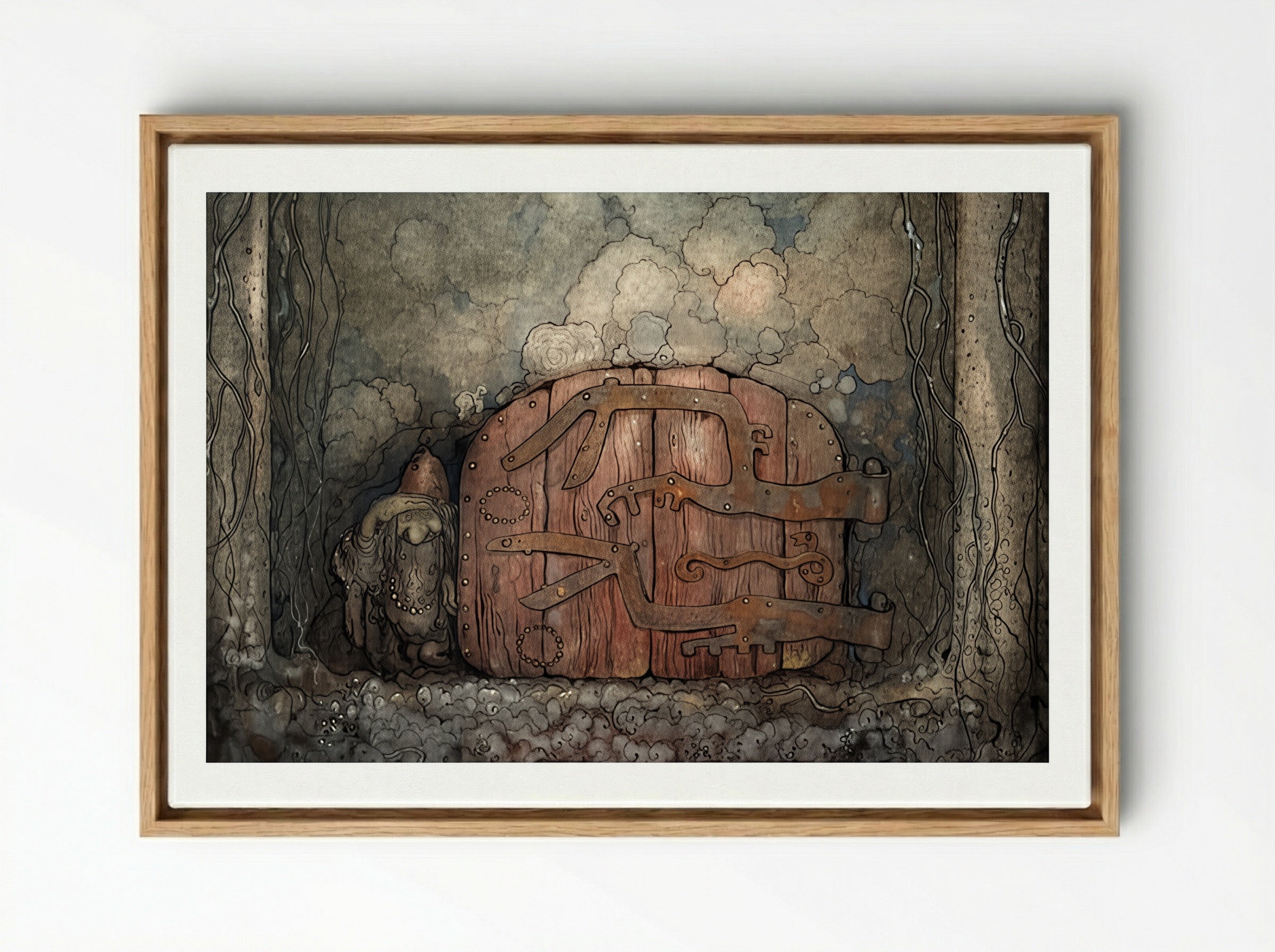 The Mountain Gate - John Bauer - Framed Canvas Wood