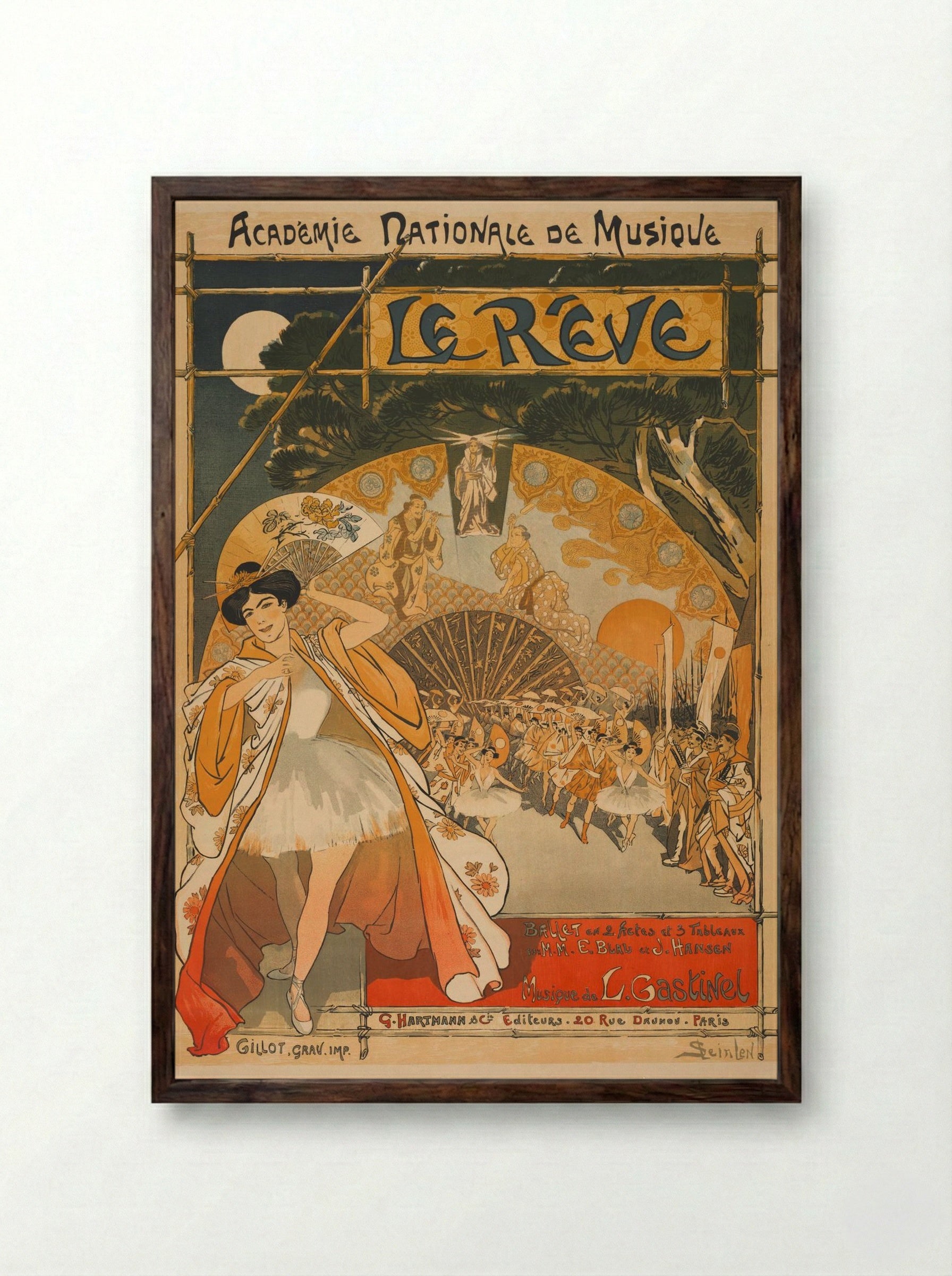 Le Rêve (The Dream) - Théophile Alexandre Steinlen - Framed Print Dark Wood