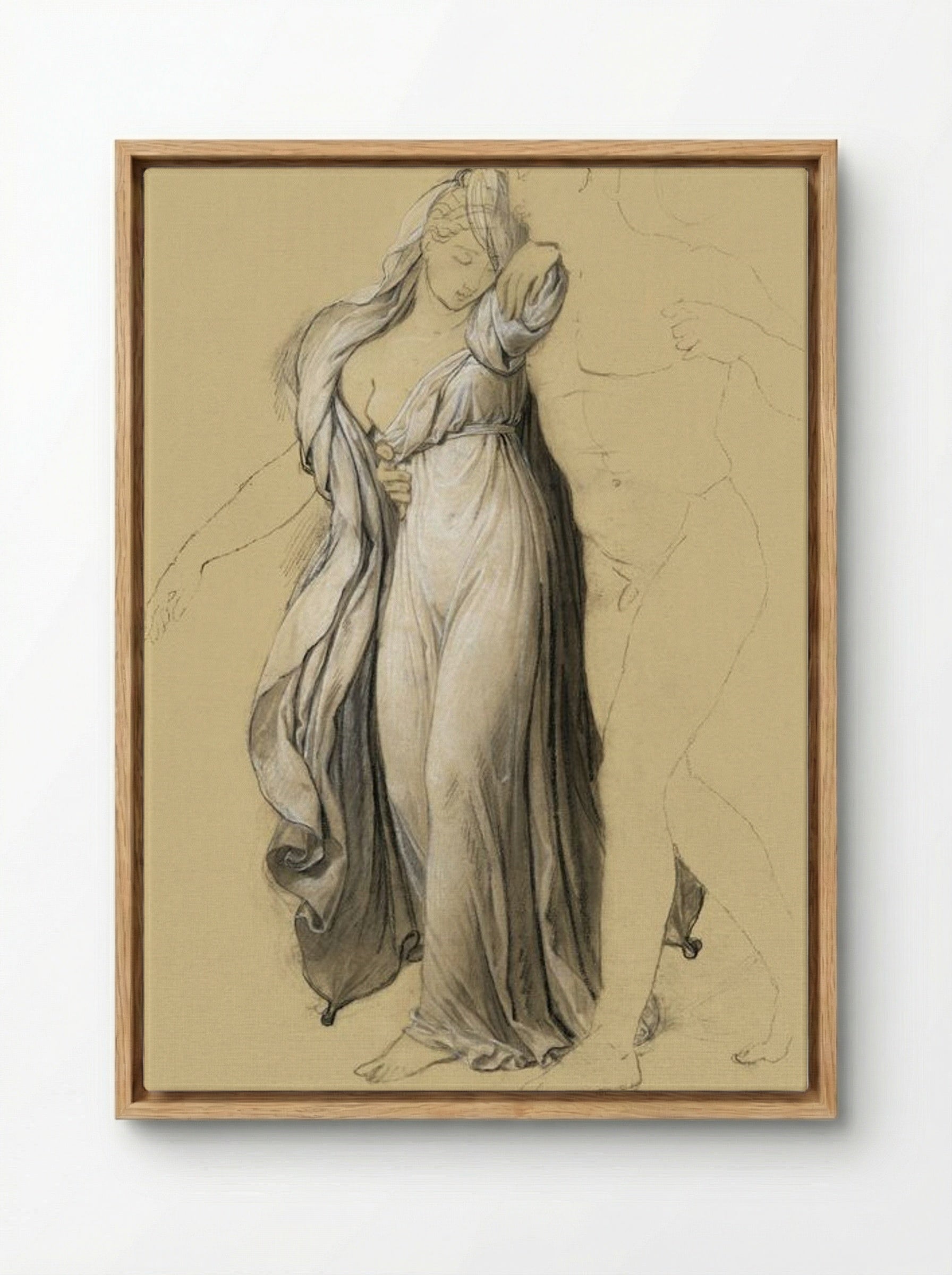 Drapery Study for Castor and Pollux Freeing Helen - Joseph-Ferdinand Lancrenon - Framed Canvas Wood