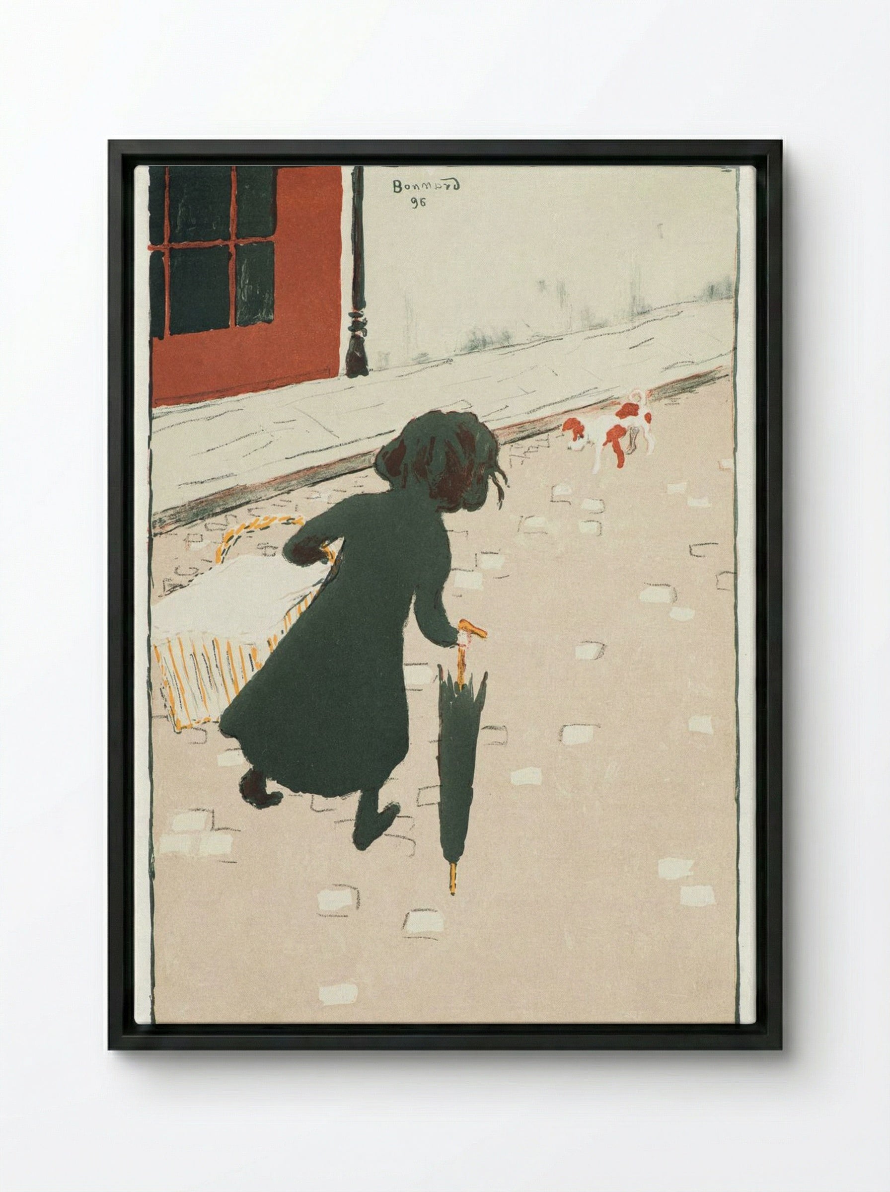 The Little Laundress - Pierre Bonnard - Framed Canvas Black