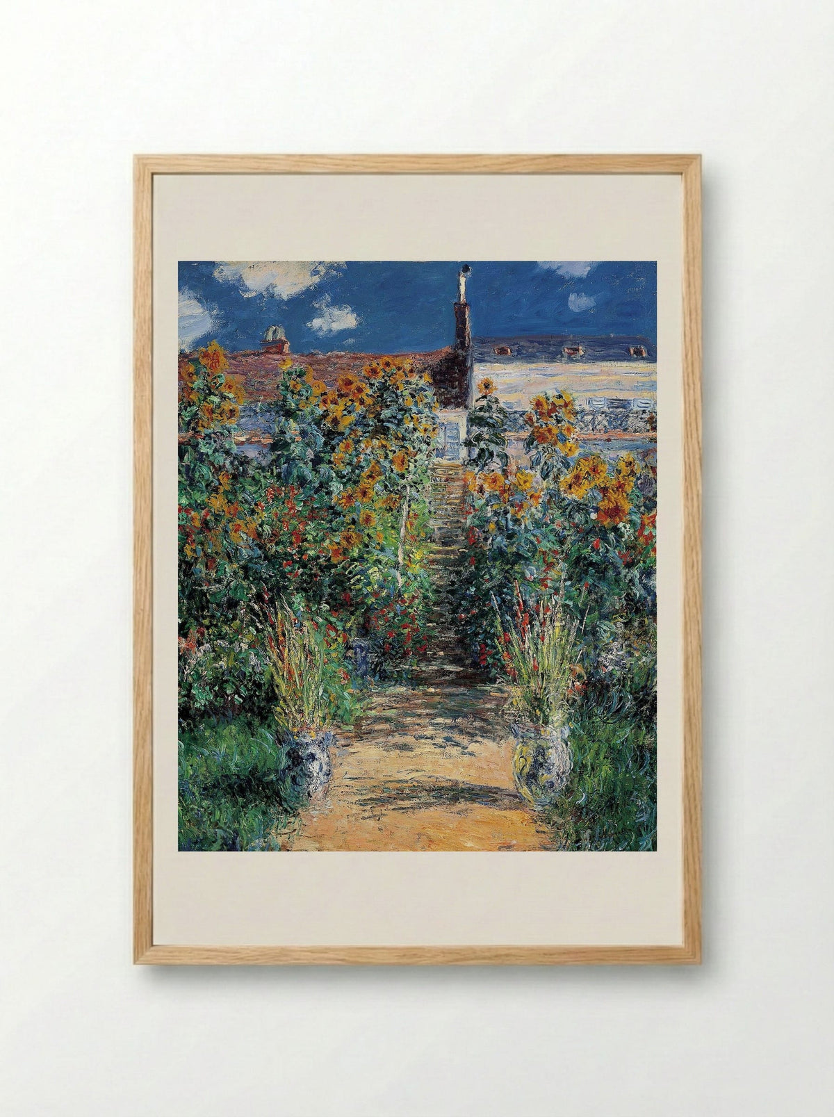 The Garden at Vétheuil - Claude Monet - Framed Print Wood