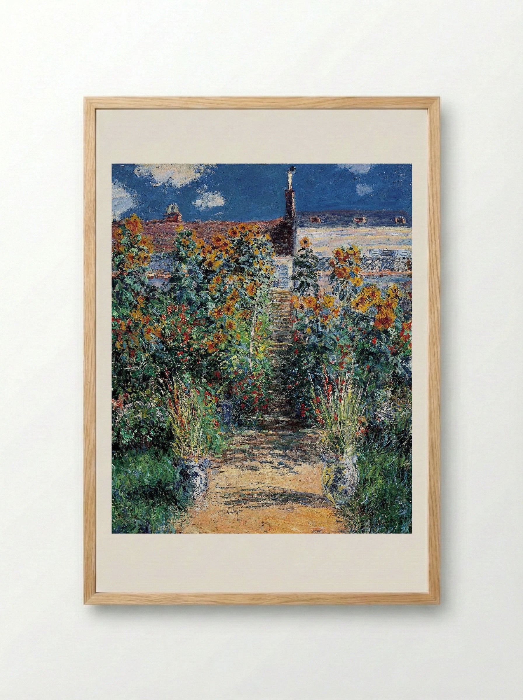 The Garden at Vétheuil - Claude Monet - Framed Print Wood
