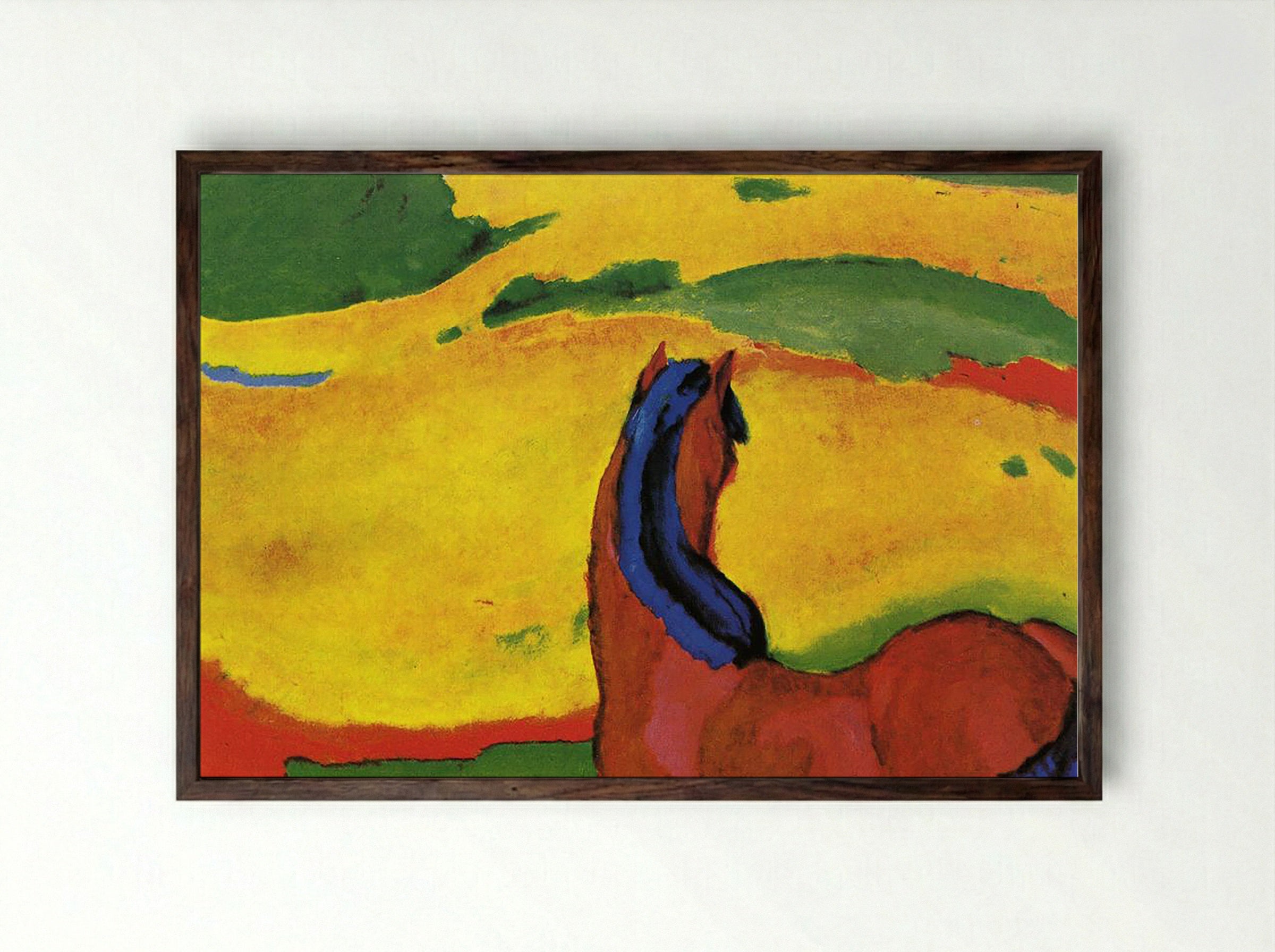 Horse in a Field - Franz Marc - Framed Print Dark Wood