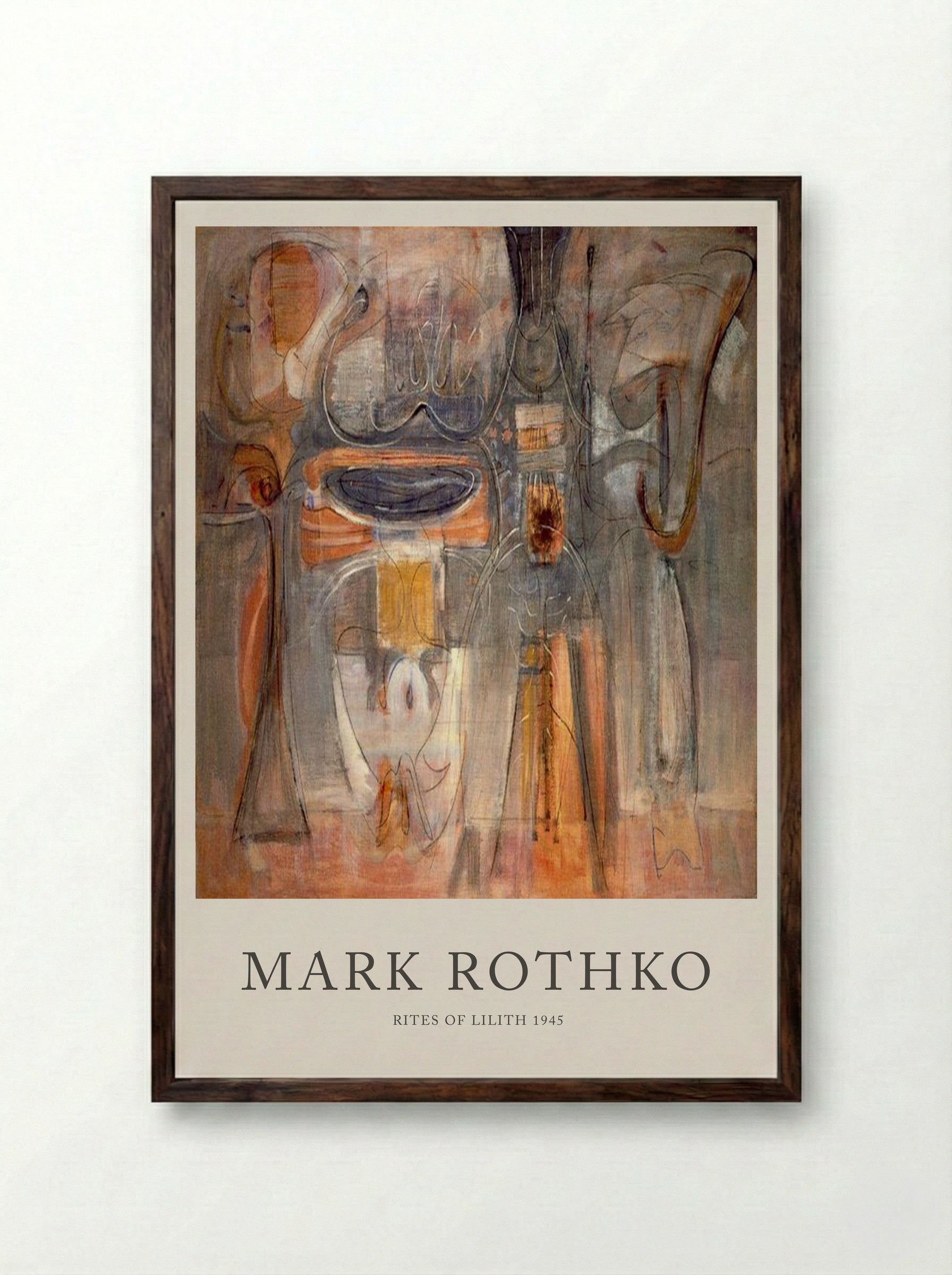 Rites of Lilith - Mark Rothko - Framed Print Dark Wood