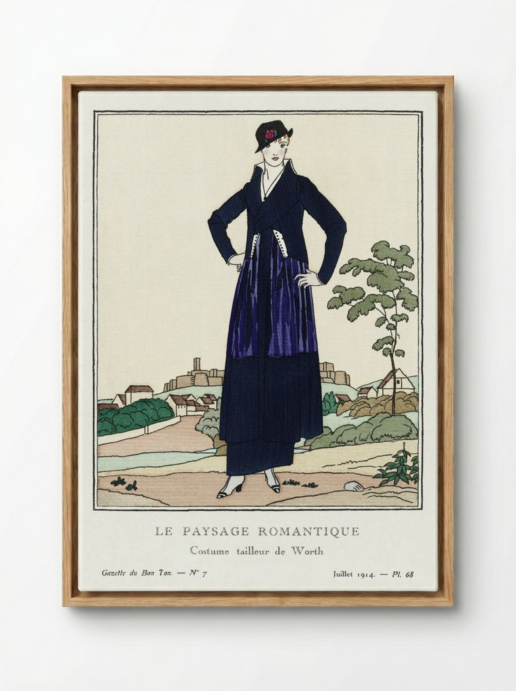 Le Paysage Romantique, Costume Tailleur de Worth - Bernard Boutet de Monvel - Framed Canvas Wood