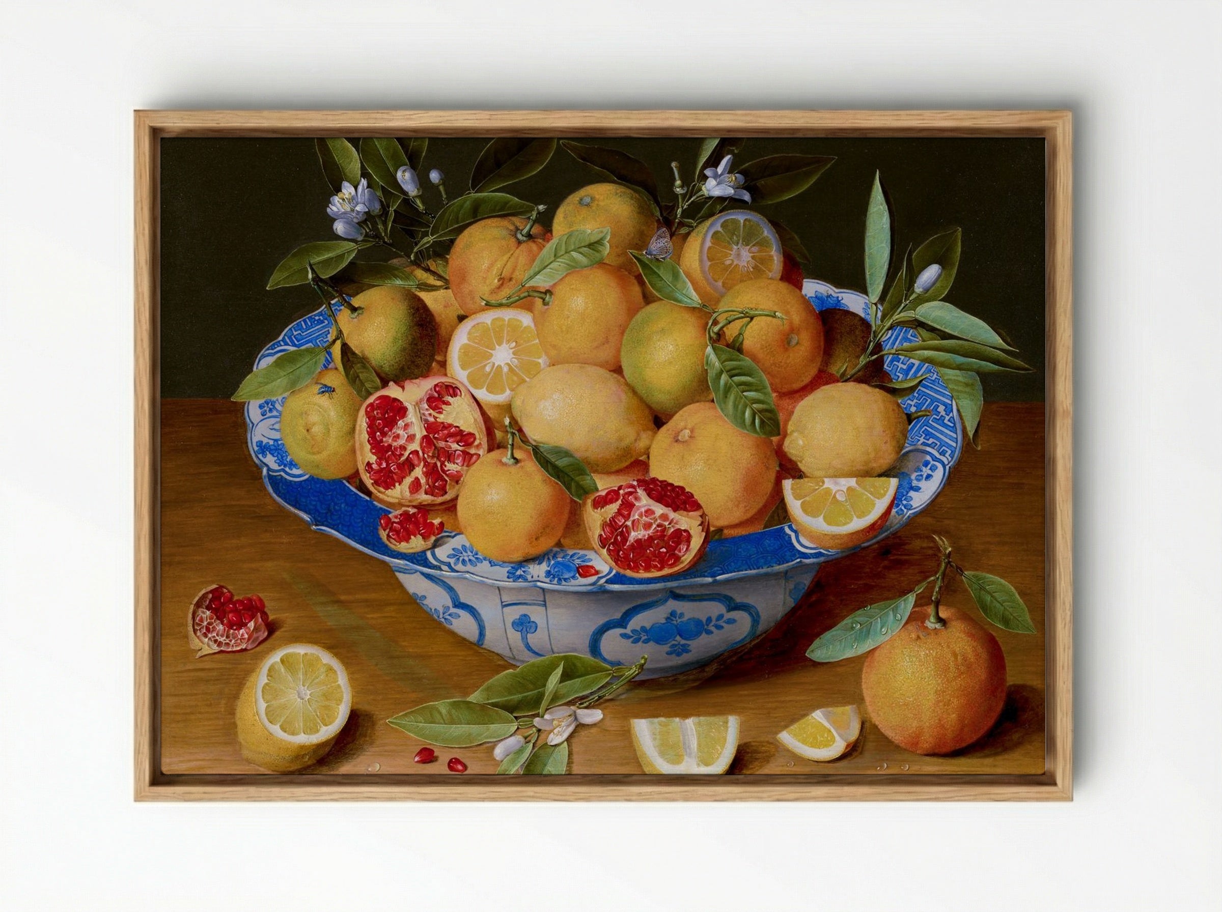 Still Life with Lemons, Oranges, and a Pomegranate - Jacob van Hulsdonck - Framed Canvas Wood