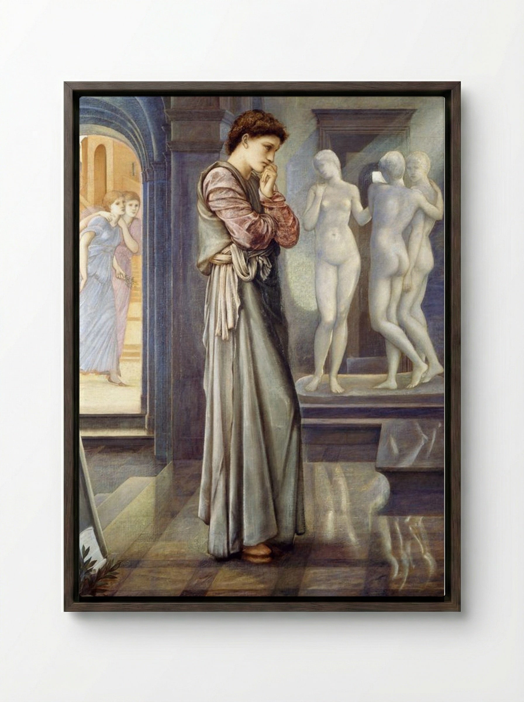 Pygmalion and the Image: The Heart Desires - Edward Burne-Jones - Framed Canvas Dark Wood