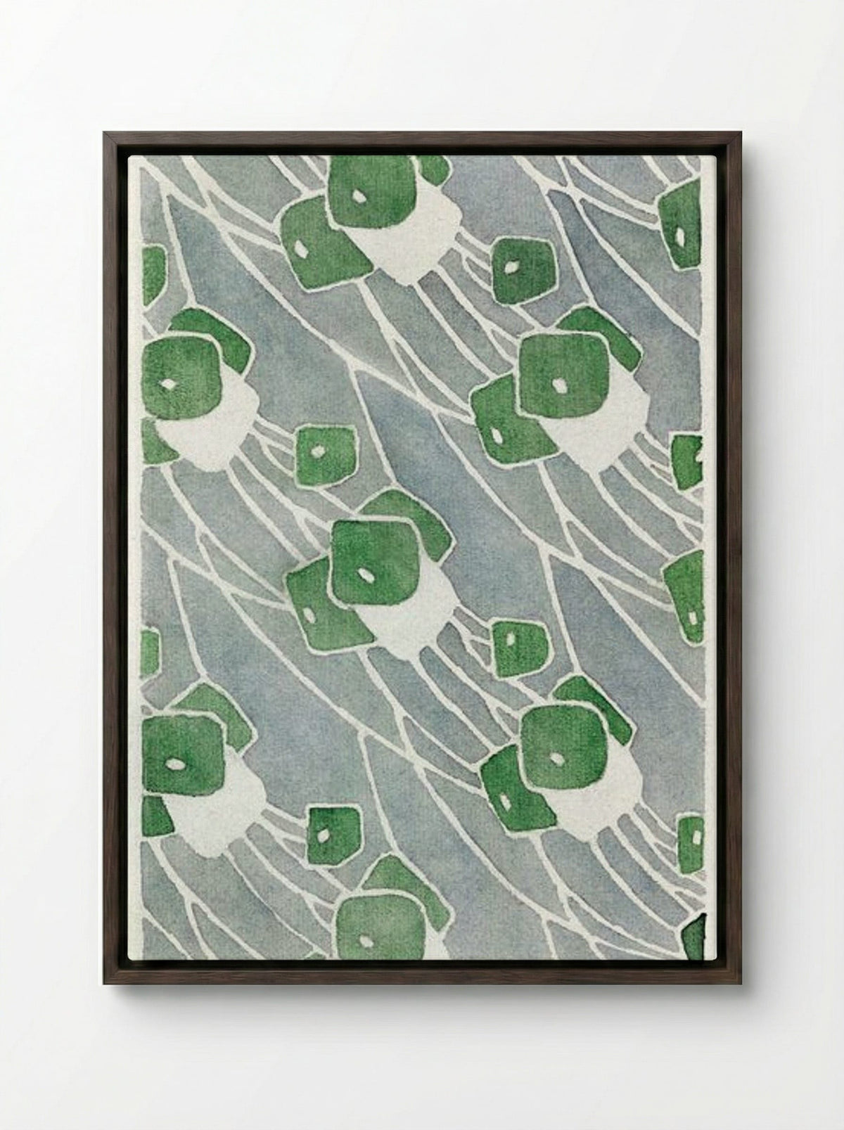 Green Geometric - Hannah Borger Overbeck - Framed Canvas Dark Wood