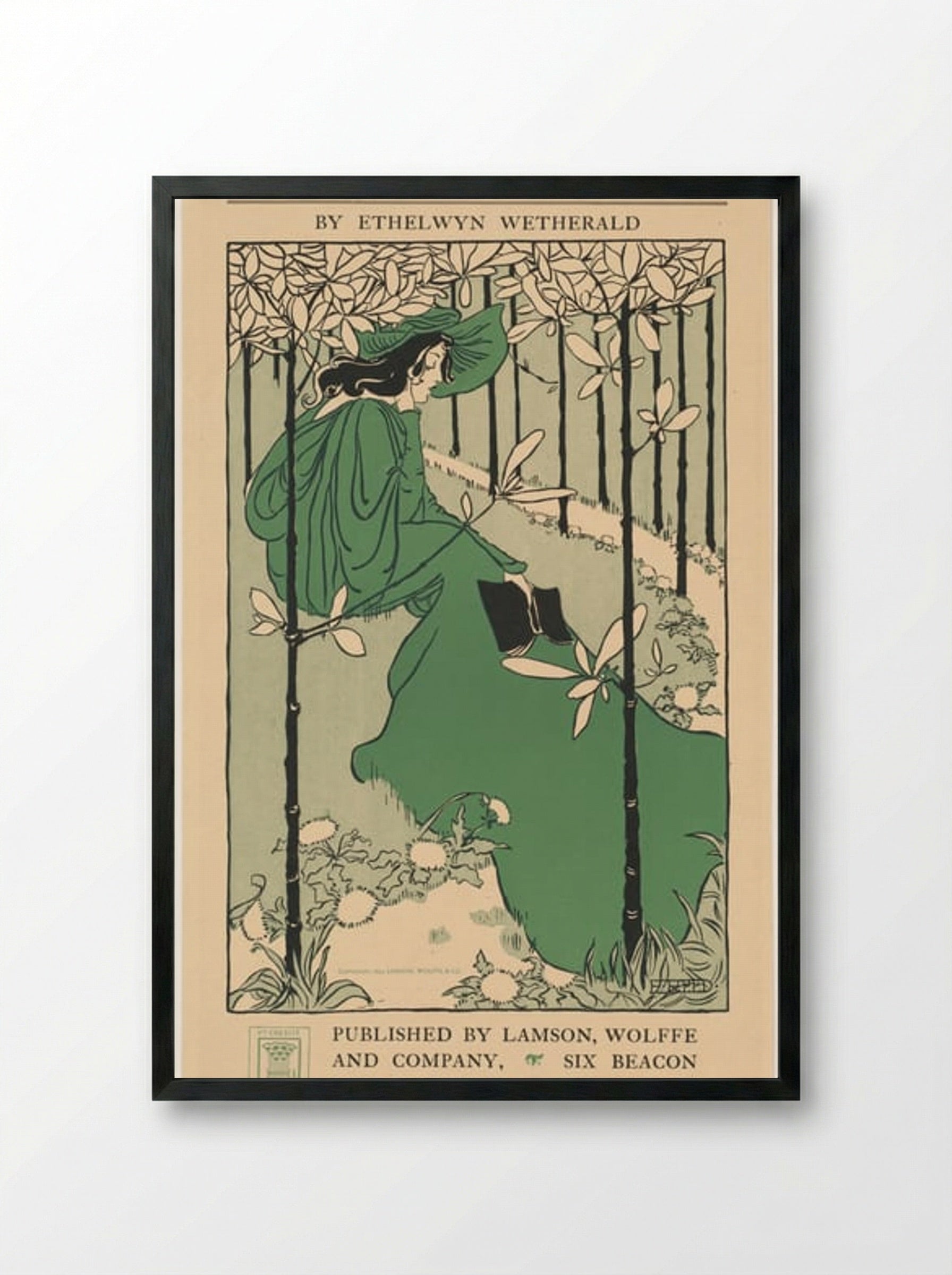 The House of the Trees and Other Poems by Ethelwyn Wetherald (Book Cover) - Ethel Reed - Framed Print Black