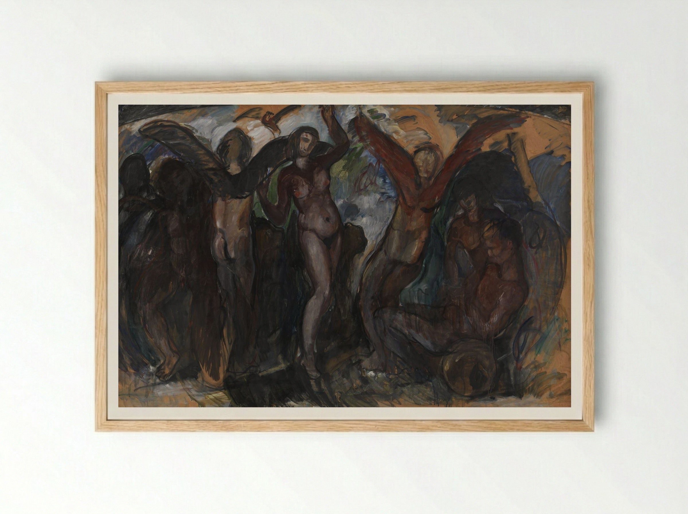 Figure Composition with Back Edges - Jens Adolf Jerichau - Framed Print Wood