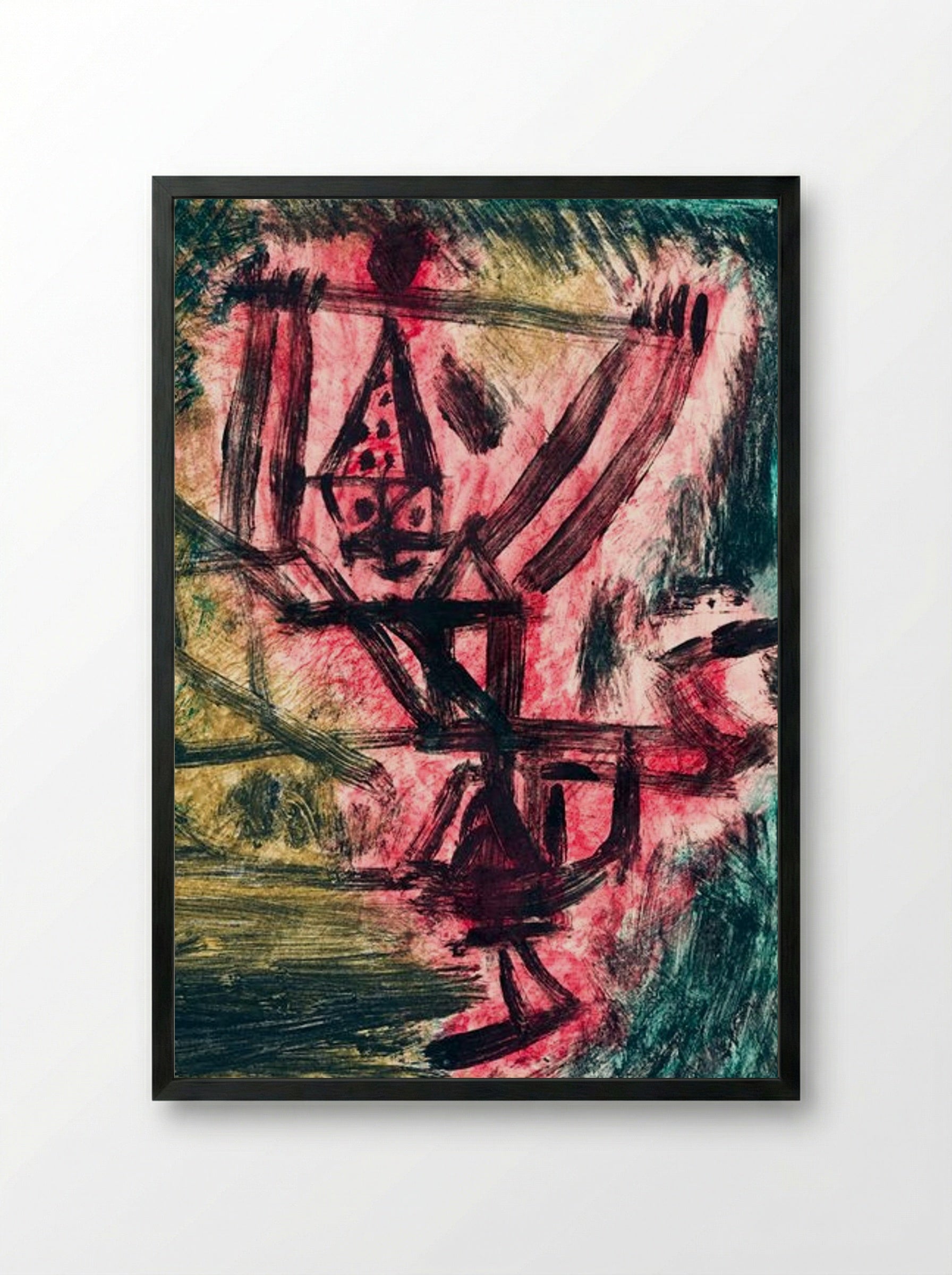 Feuer-Clown I (Fire Clown) - Paul Klee - Framed Print Black