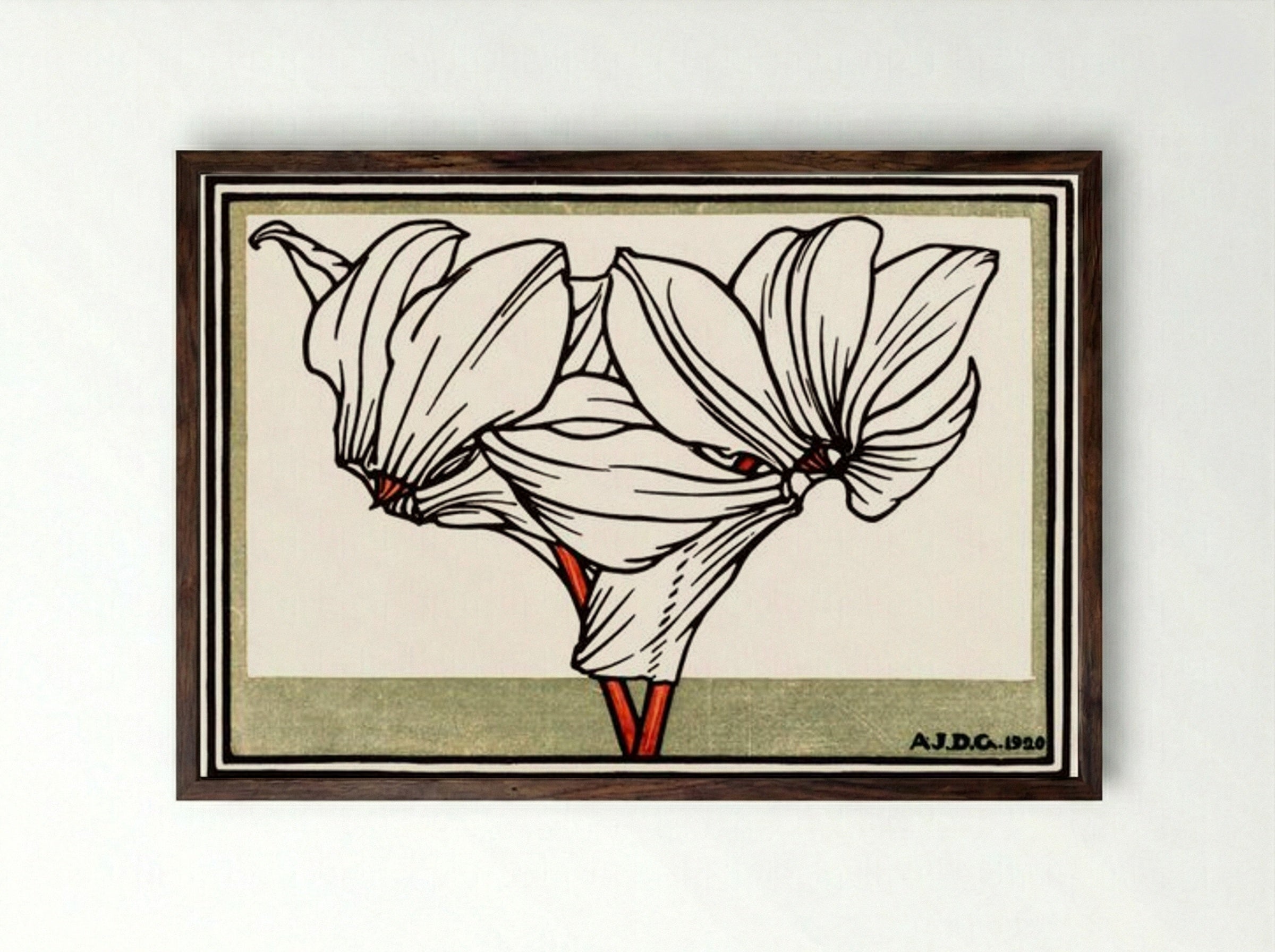 Cyclamen - Julie de Graag - Framed Print Dark Wood