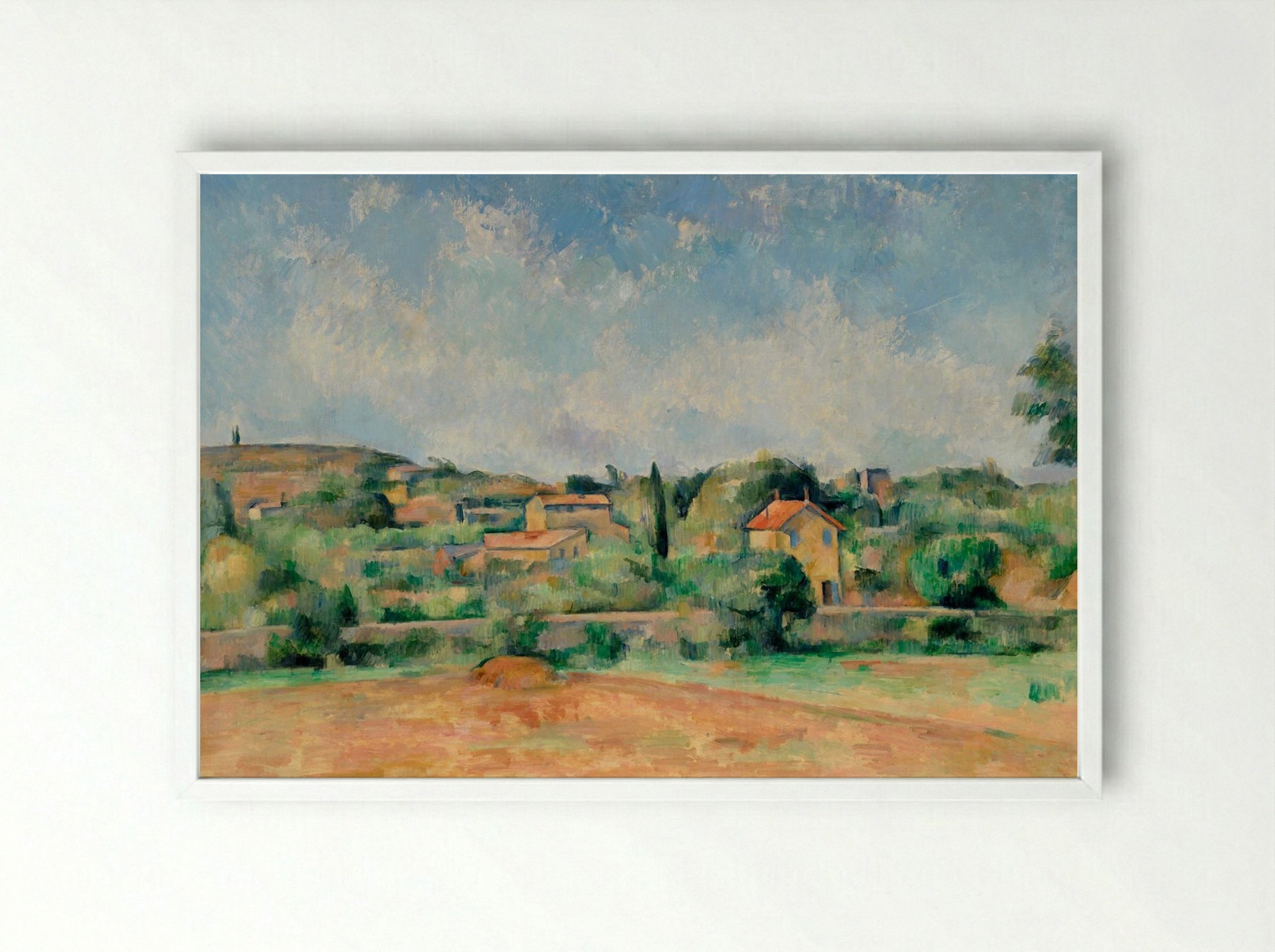 The Bellevue Plain (also called The Red Earth) - Paul Cézanne - Framed Print White