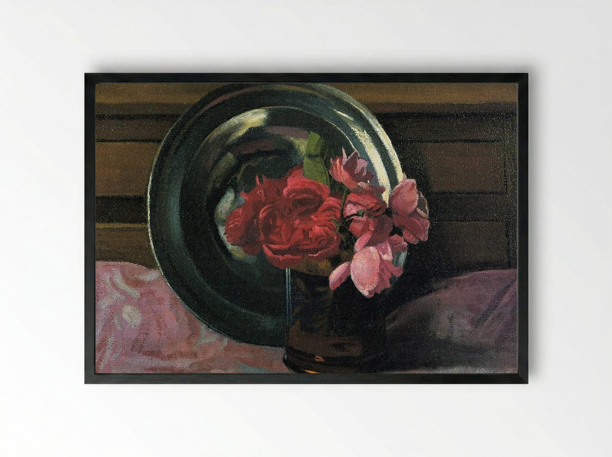 Still Life with Roses - Félix Vallotton - Framed Print Black