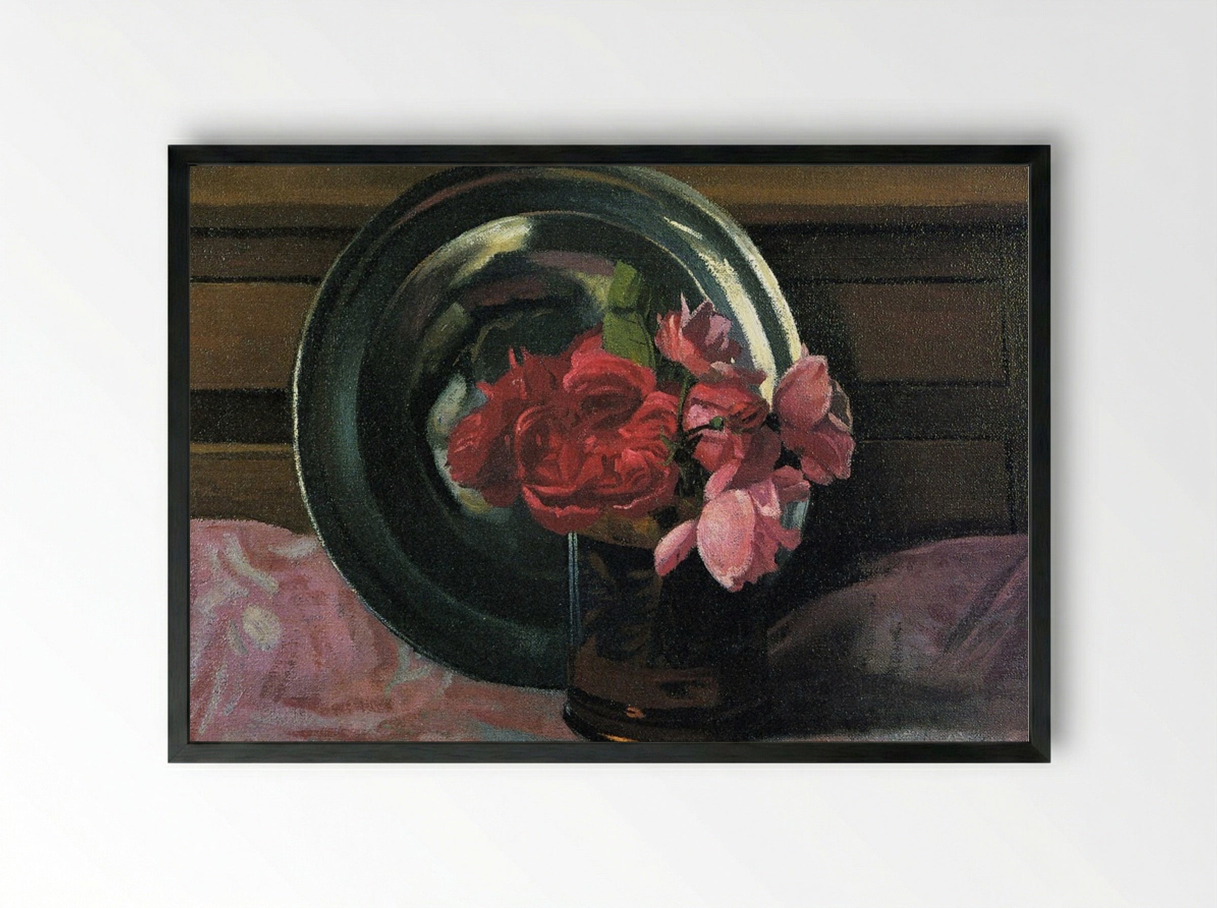 Still Life with Roses - Félix Vallotton - Framed Print Black