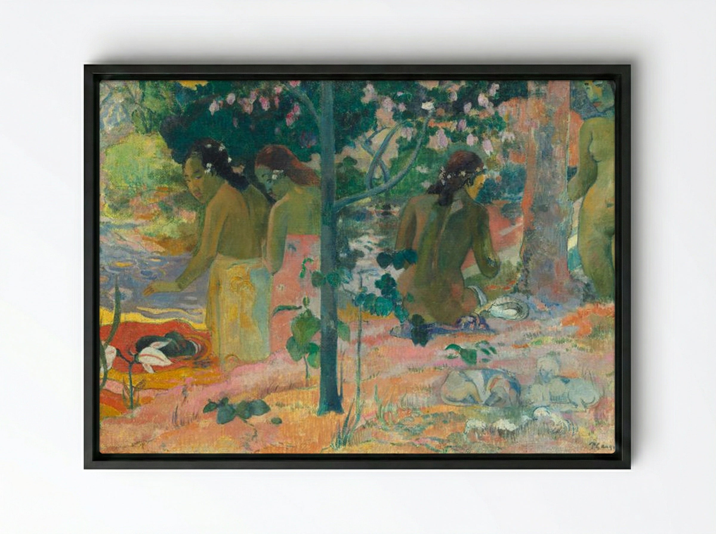The Bathers - Paul Gauguin - Framed Canvas Black