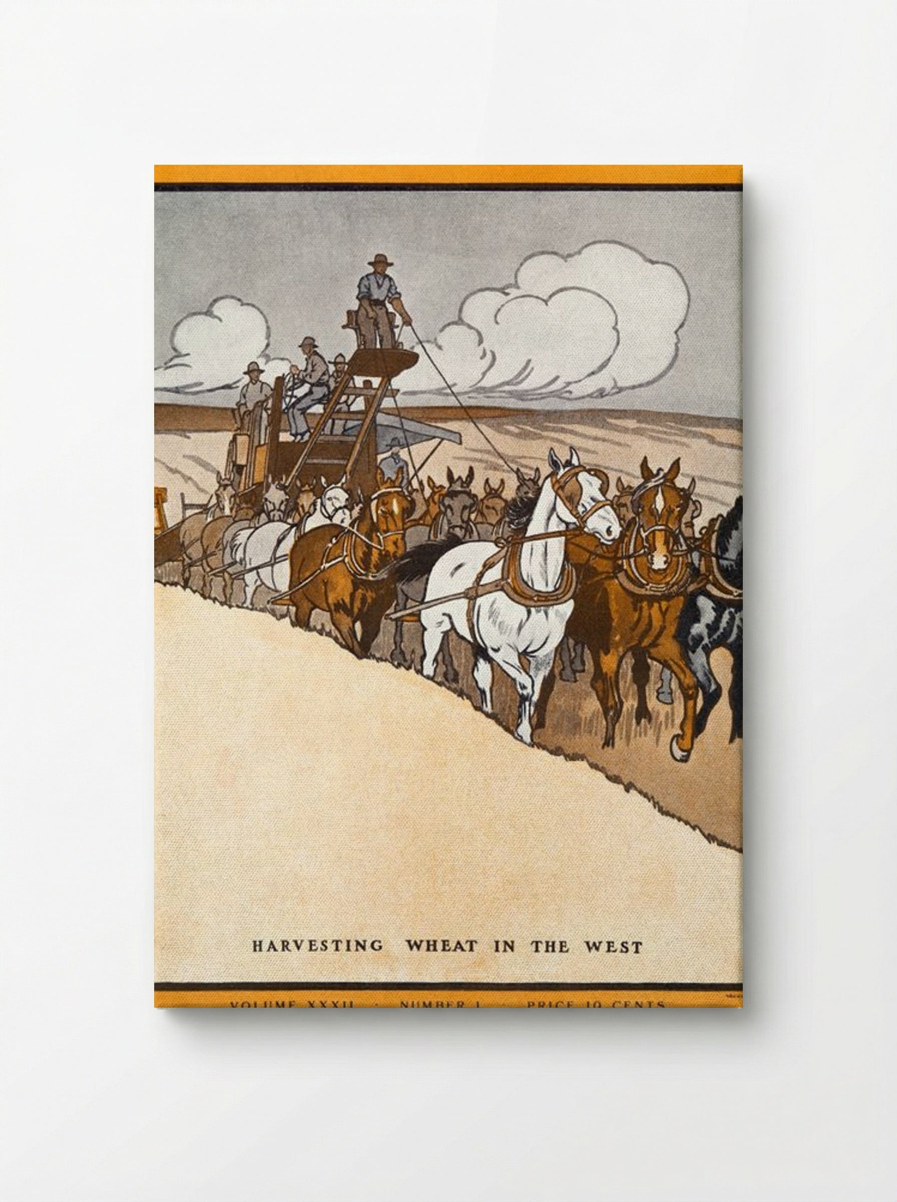 Harvesting Wheat in the West - Edward Penfield - Canvas