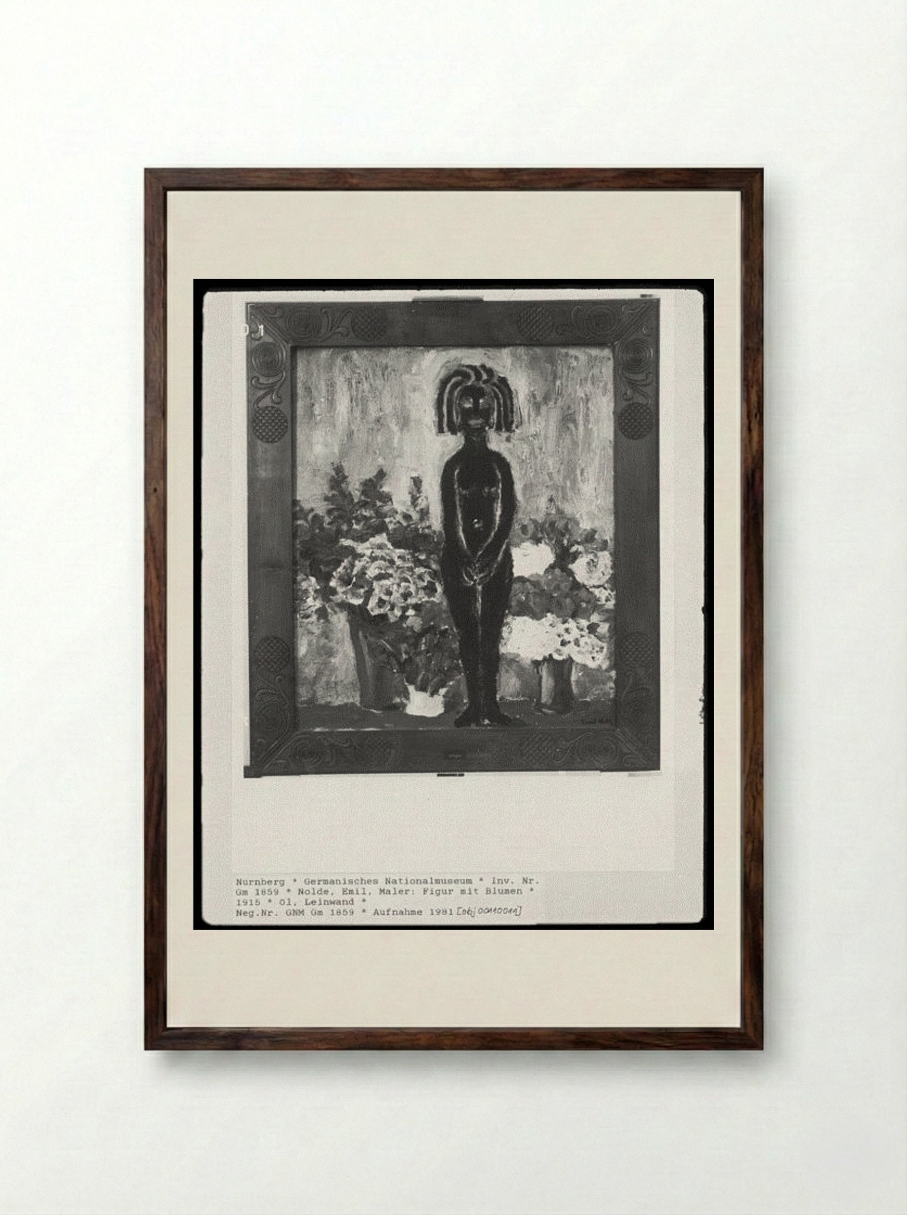Figure with Flowers - Emil Nolde - Framed Print Dark Wood