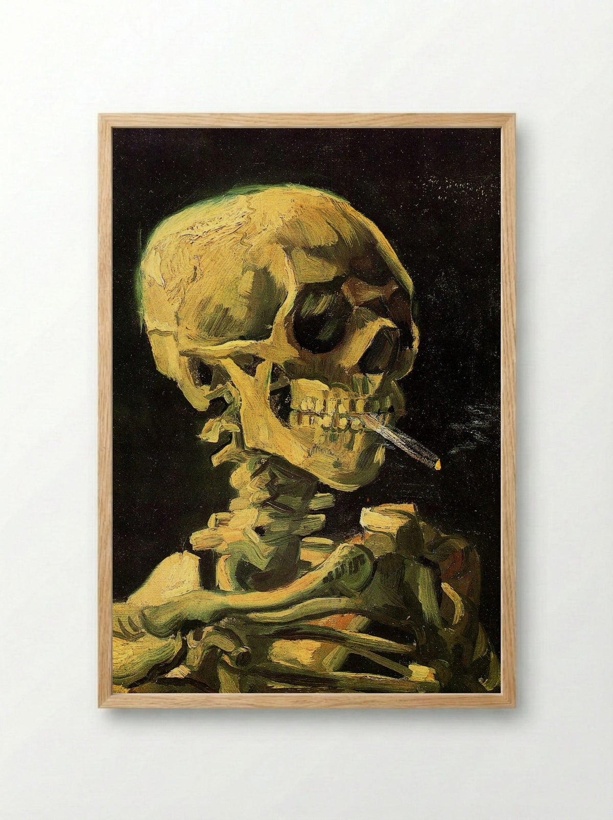 Head of a Skeleton with Burning Cigarette - Vincent van Gogh - Framed Print Wood