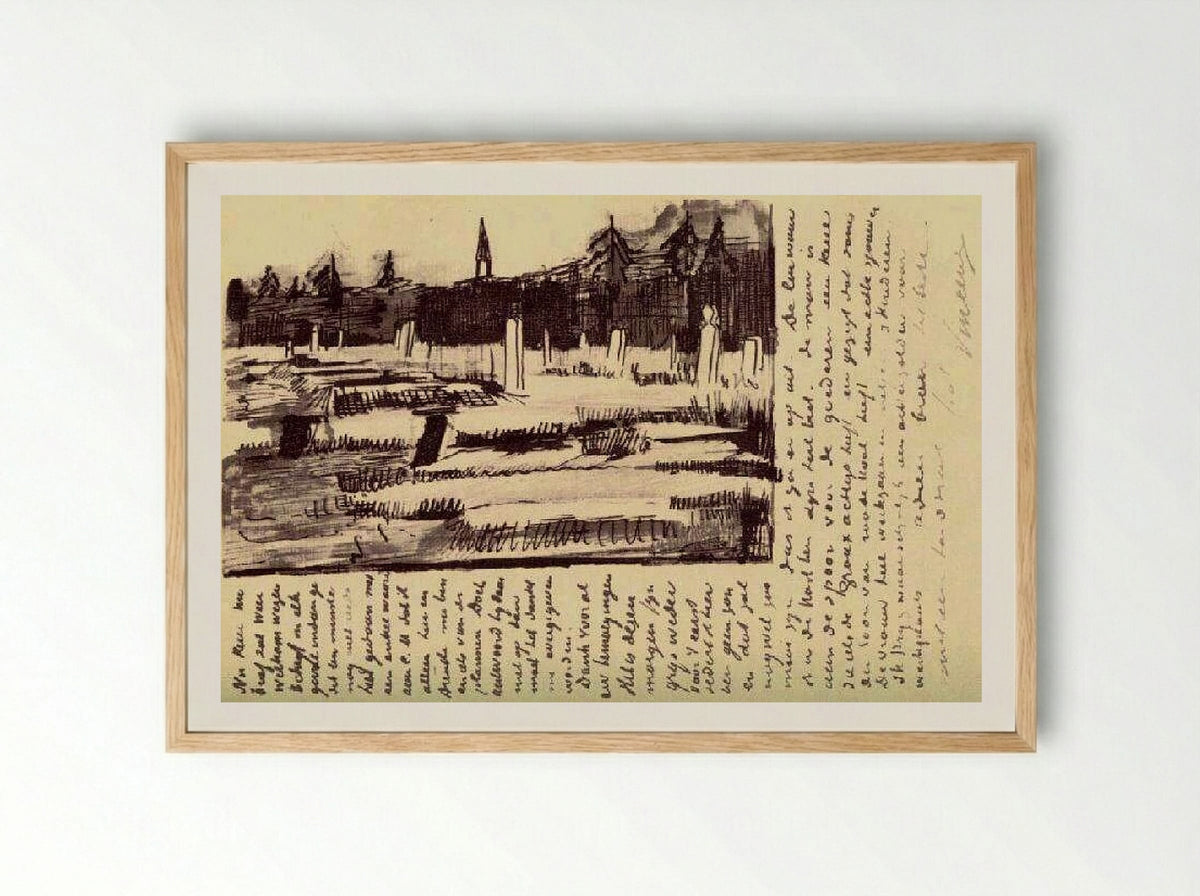 Cemetery at Nuenen in the Snow - Vincent van Gogh - Framed Print Wood