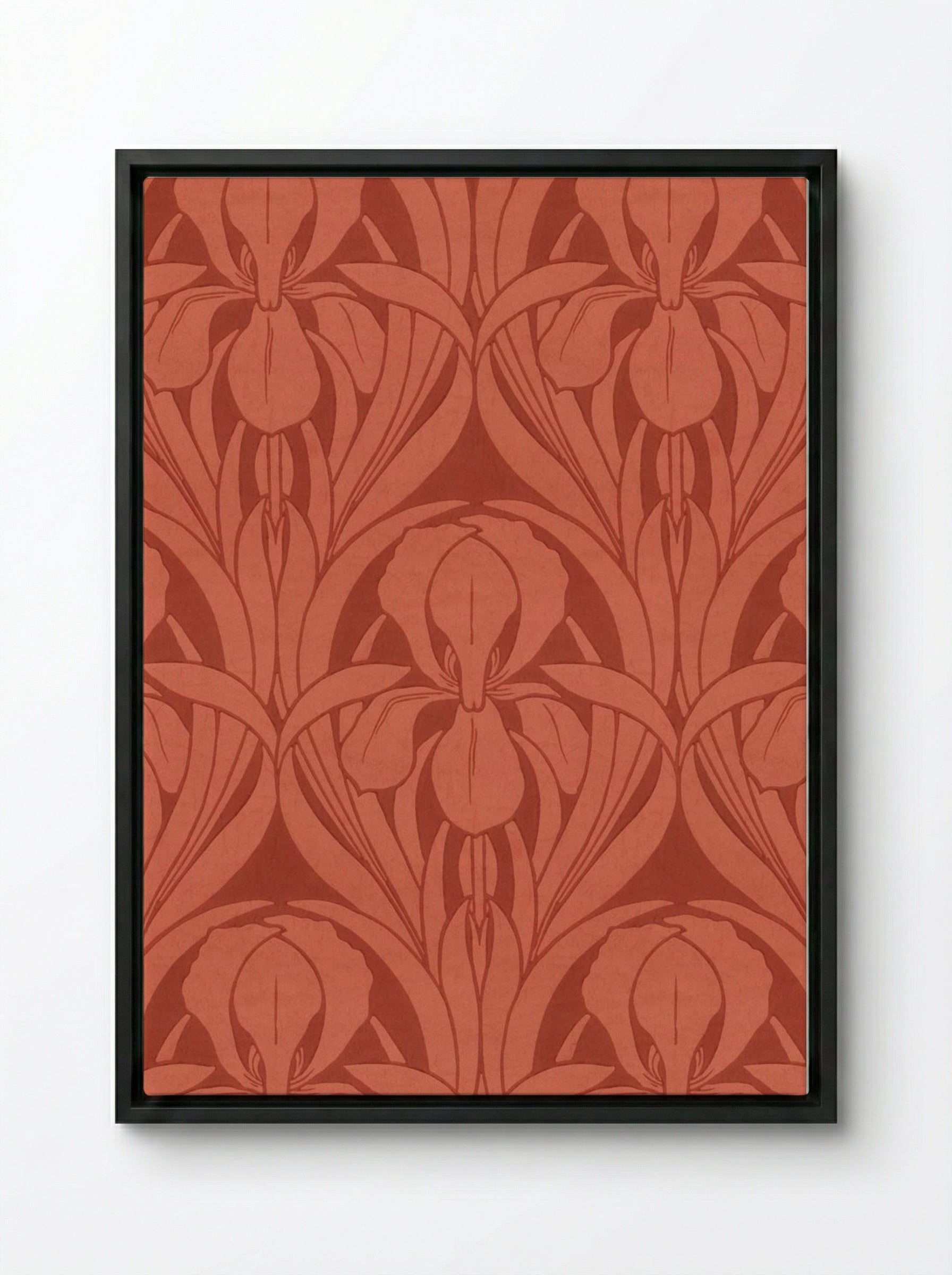 The Templemore (Floral Textile Design) - Fine Art Print - Framed Canvas Black