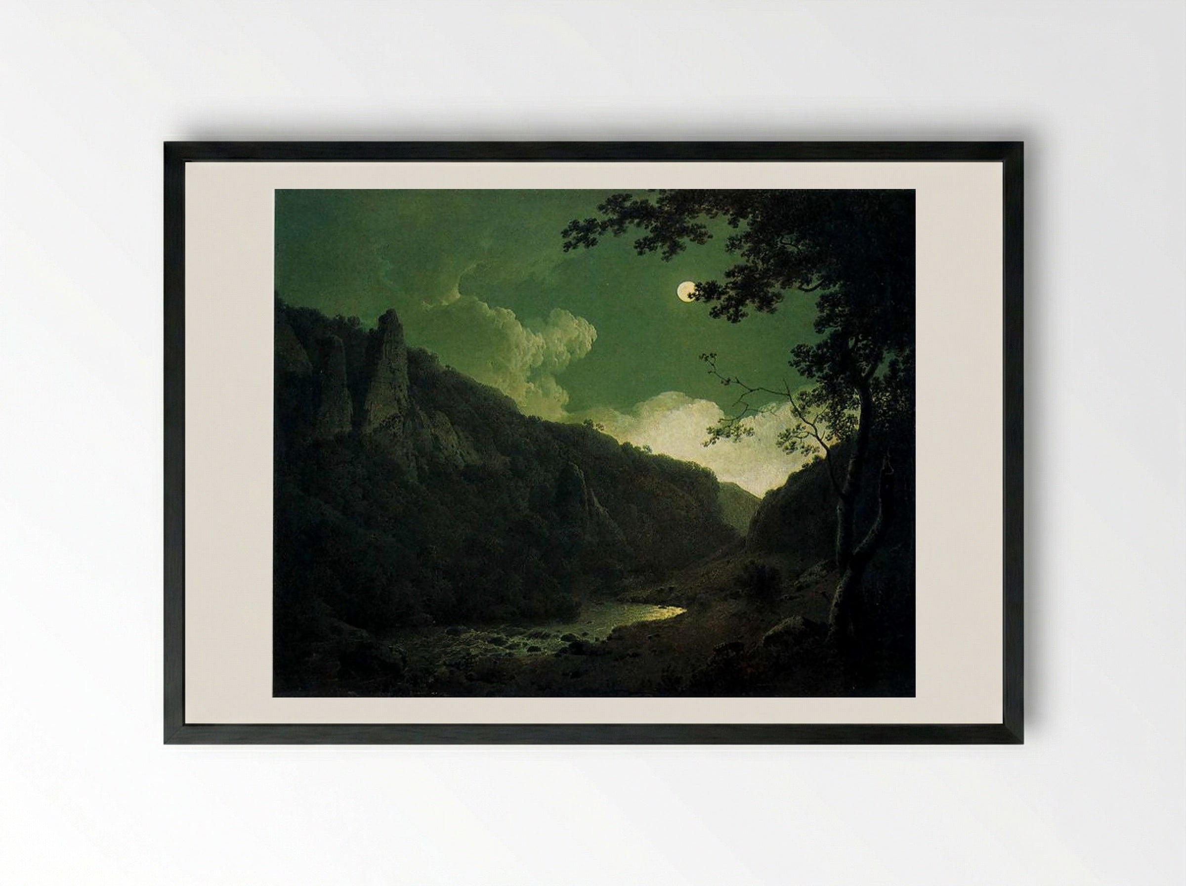 Dovedale by Moonlight - Joseph Wright - Framed Print Black