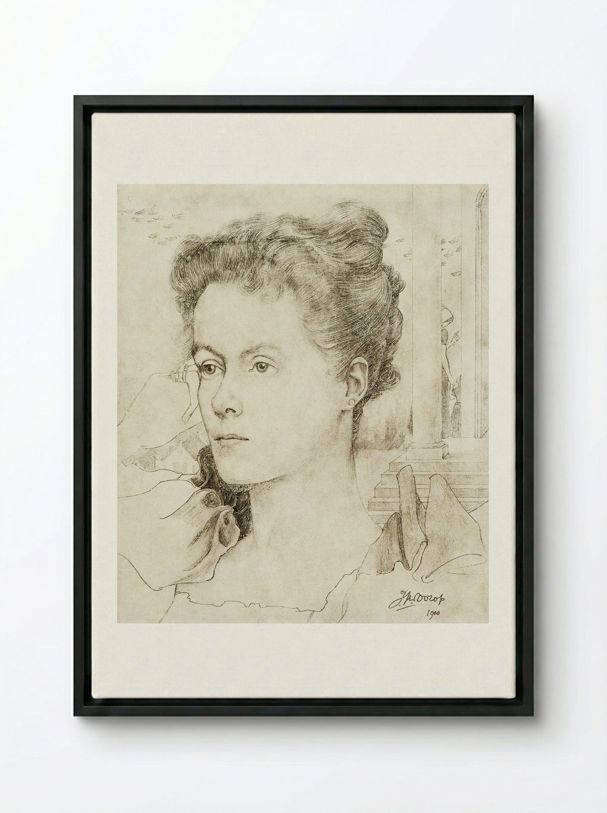 Portrait of Annie Hall or Janet Hall - Jan Toorop - Framed Canvas Black