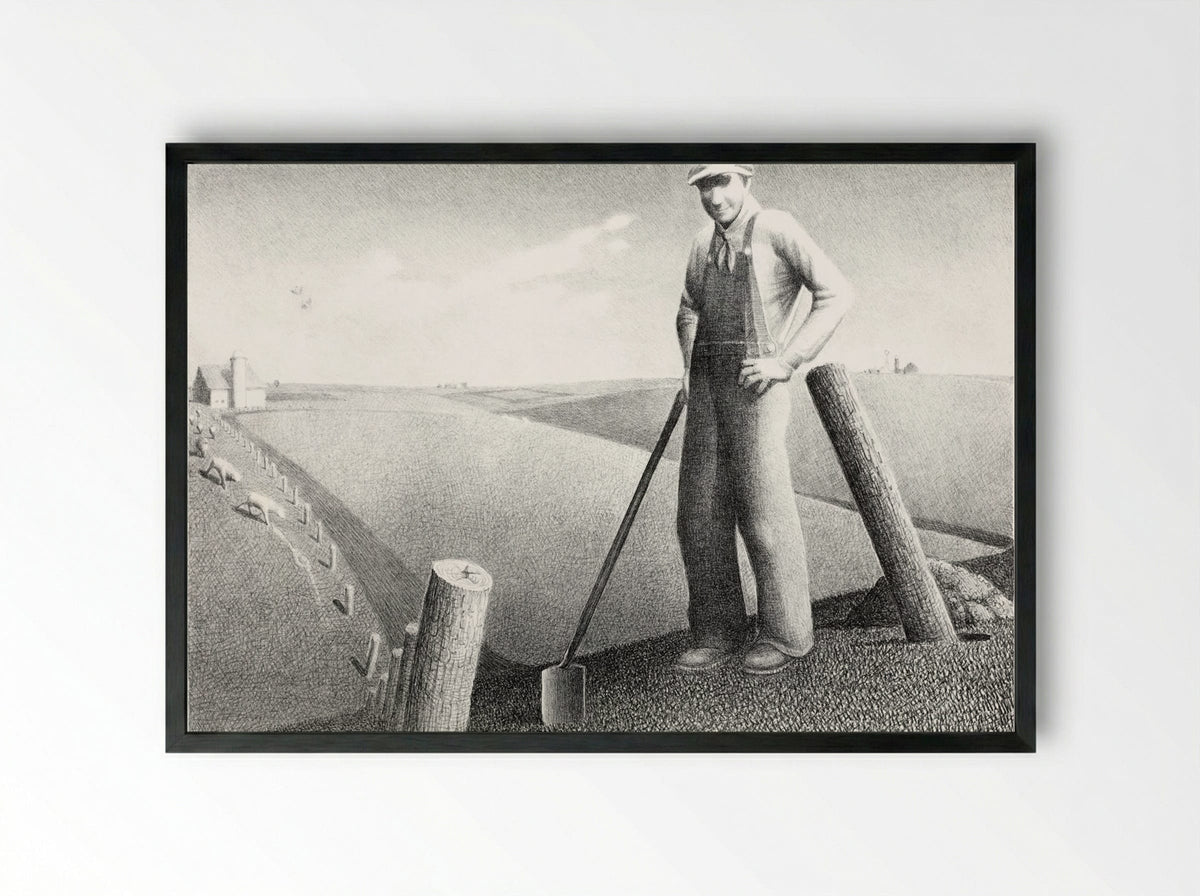 In the Spring - Grant Wood - Framed Print Black