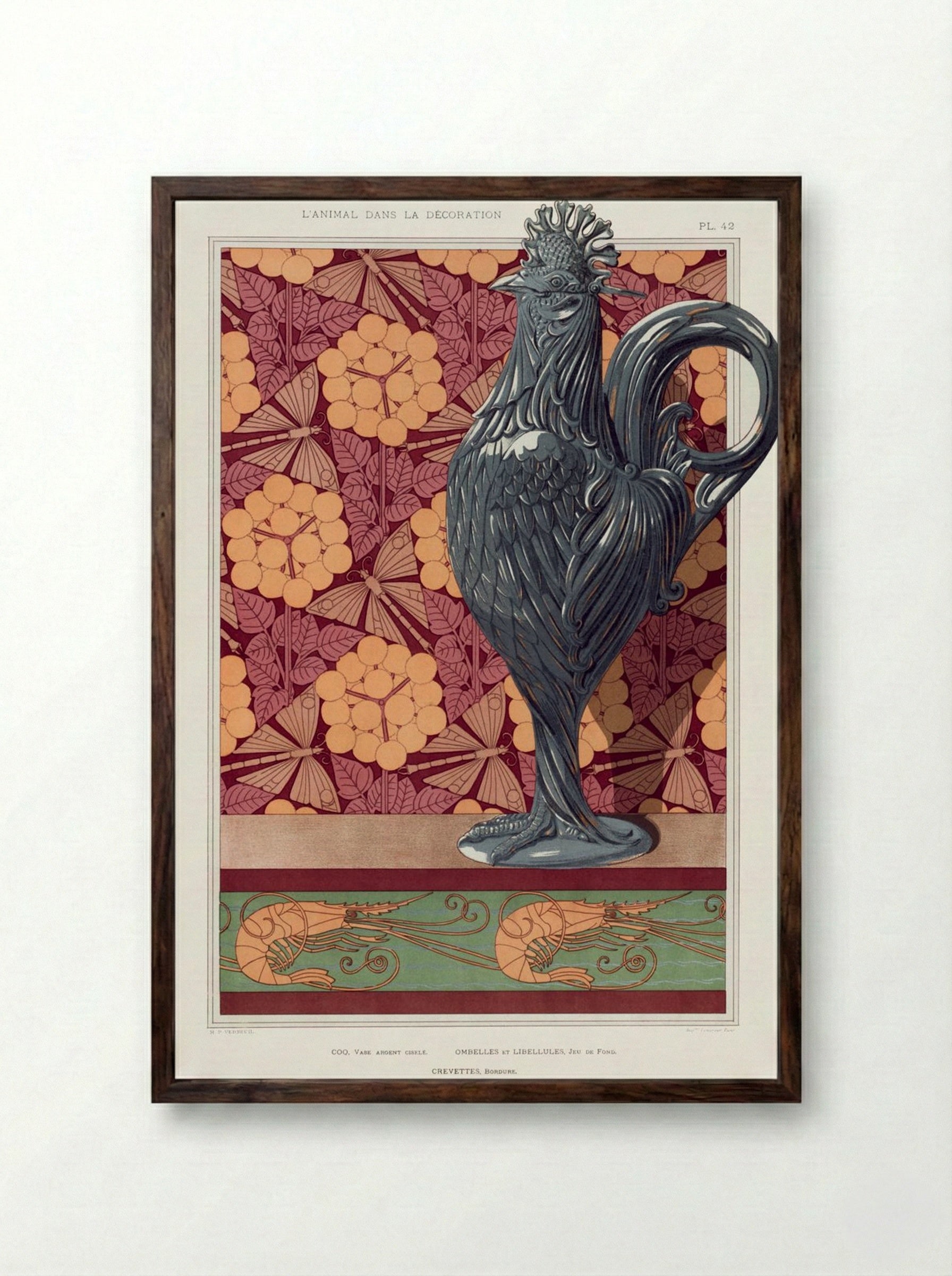 Crevettes, Bordure - Maurice Pillard Verneuil - Framed Print Dark Wood