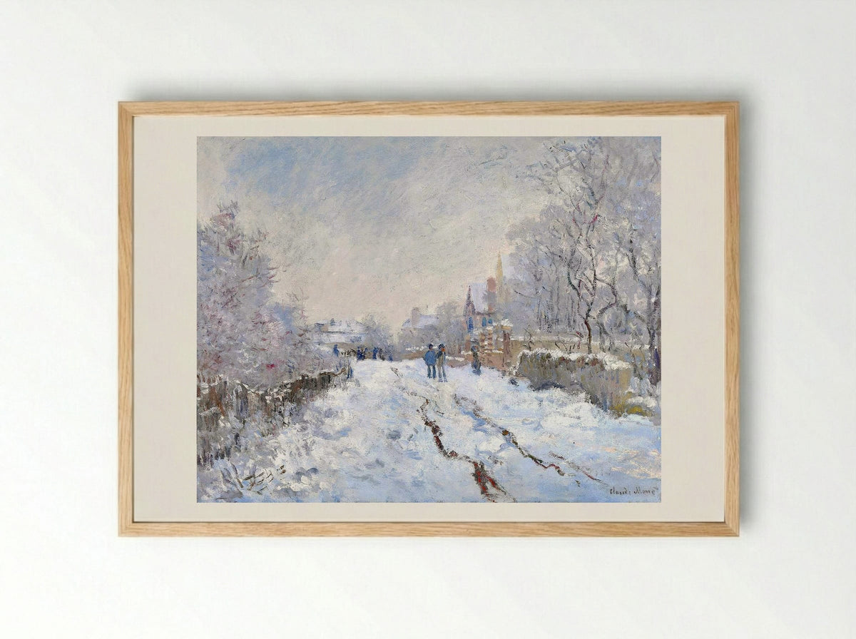 Snow Scene at Argenteuil - Claude Monet - Framed Print Wood