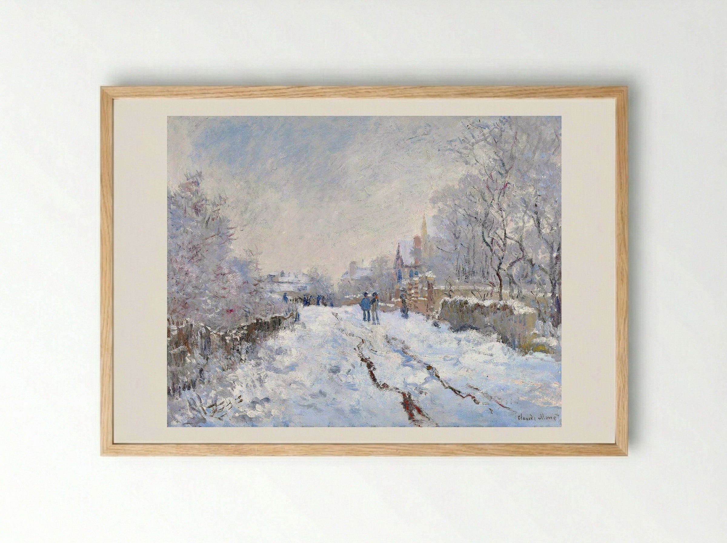 Snow Scene at Argenteuil - Claude Monet - Framed Print Wood