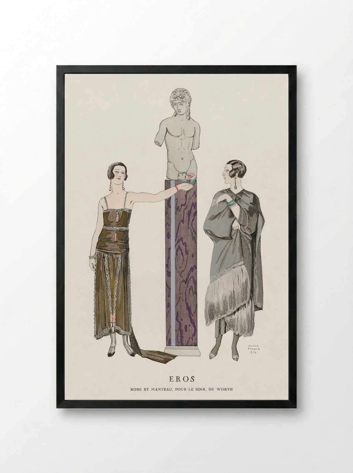 Eros: Robe et Manteau pour le Soir, de Worth - George Barbier - Framed Print Black