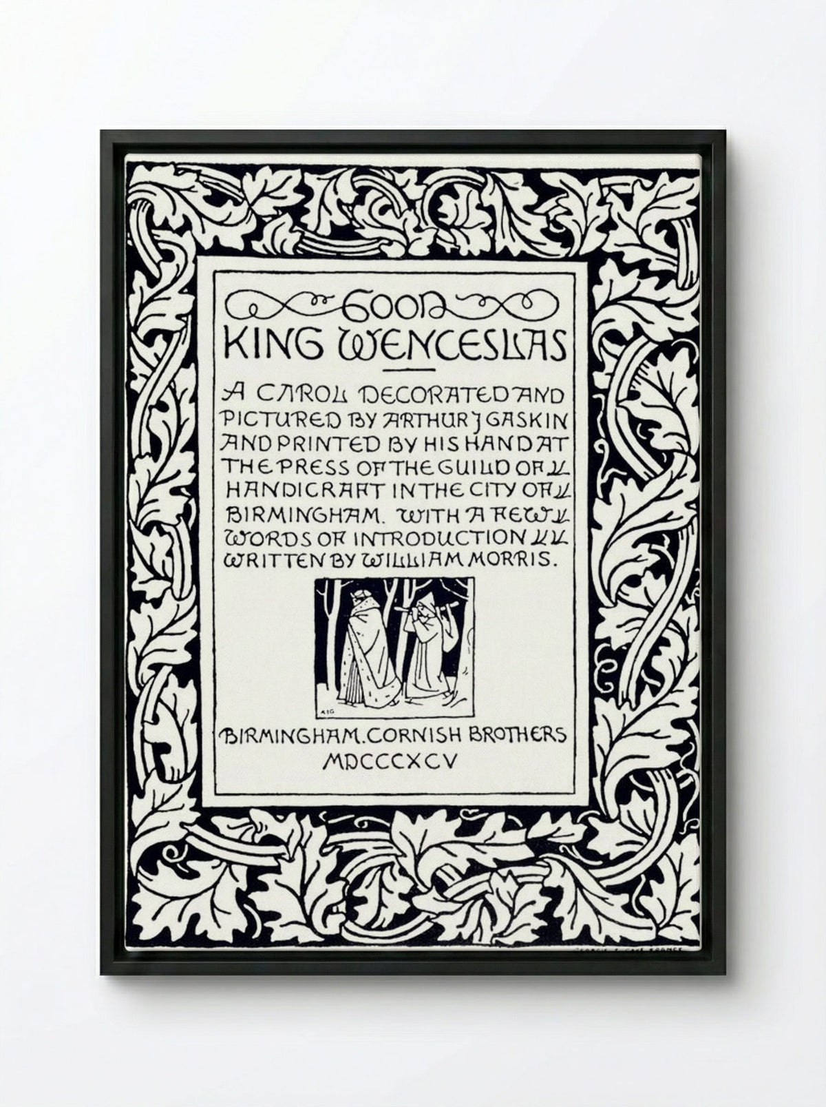 Good King Wenceslas (Manuscript Page) - William Morris - Framed Canvas Black