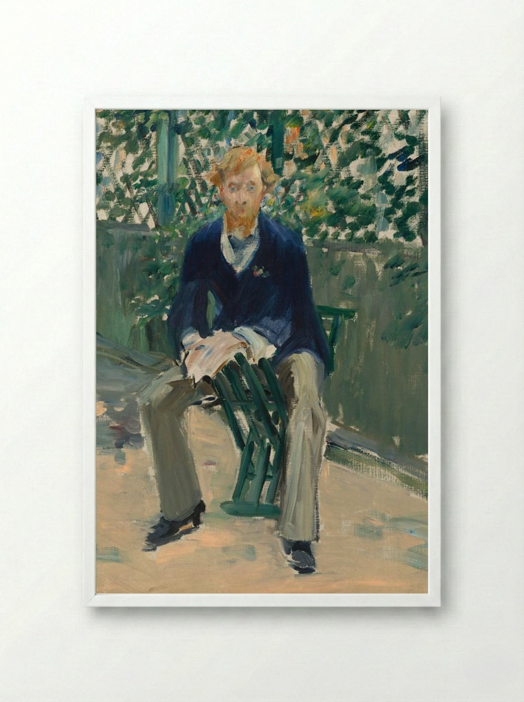 George Moore in the Artist's Garden - Édouard Manet - Framed Print White