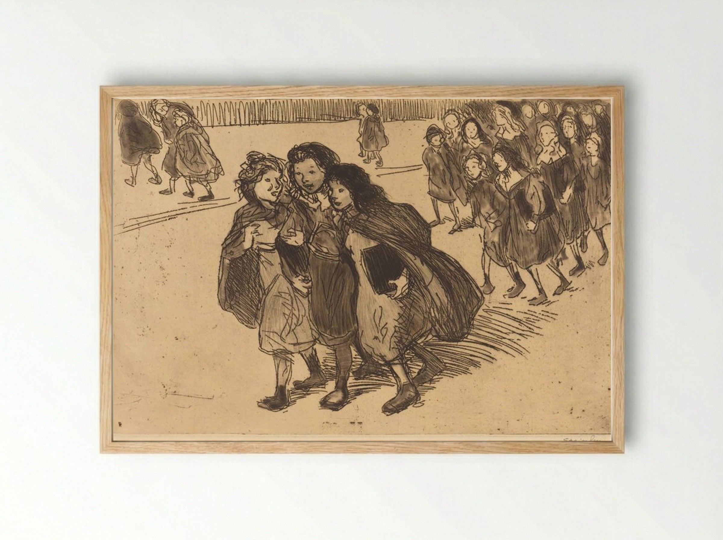 Girls Coming from School - Théophile Alexandre Steinlen - Framed Print Wood
