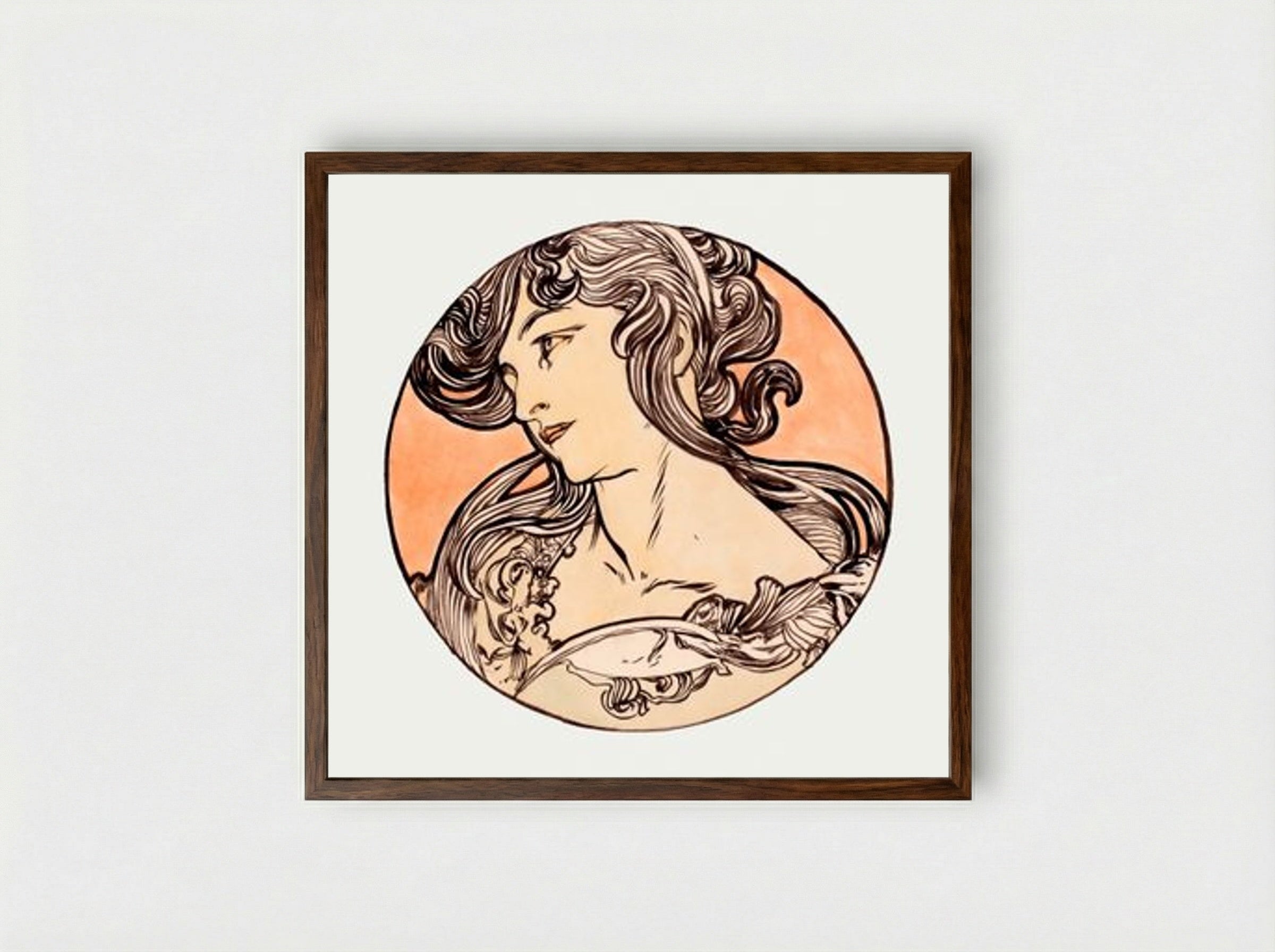 Stained Glass Window Design for Fouquet Boutique - Alphonse Mucha - Framed Print Dark Wood