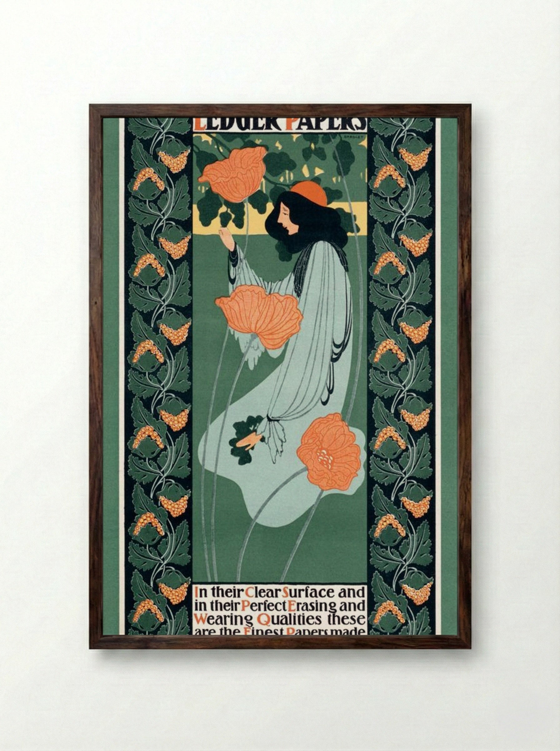 Whiting's Ledger Papers - Will H. Bradley - Framed Print Dark Wood