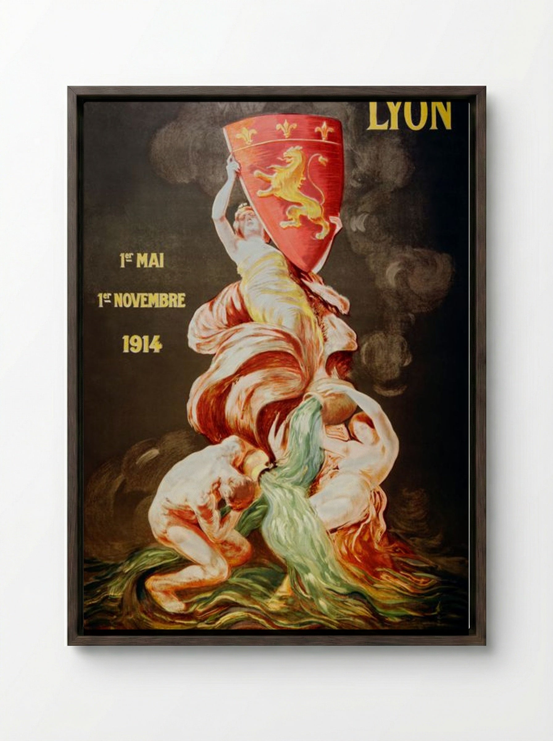Lyon International Exhibition, 1914 - Leonetto Cappiello - Framed Canvas Dark Wood