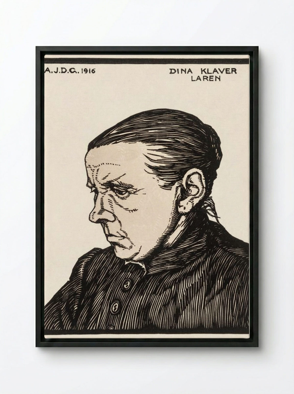 Portrait of Dina Klaver - Julie de Graag - Framed Canvas Black